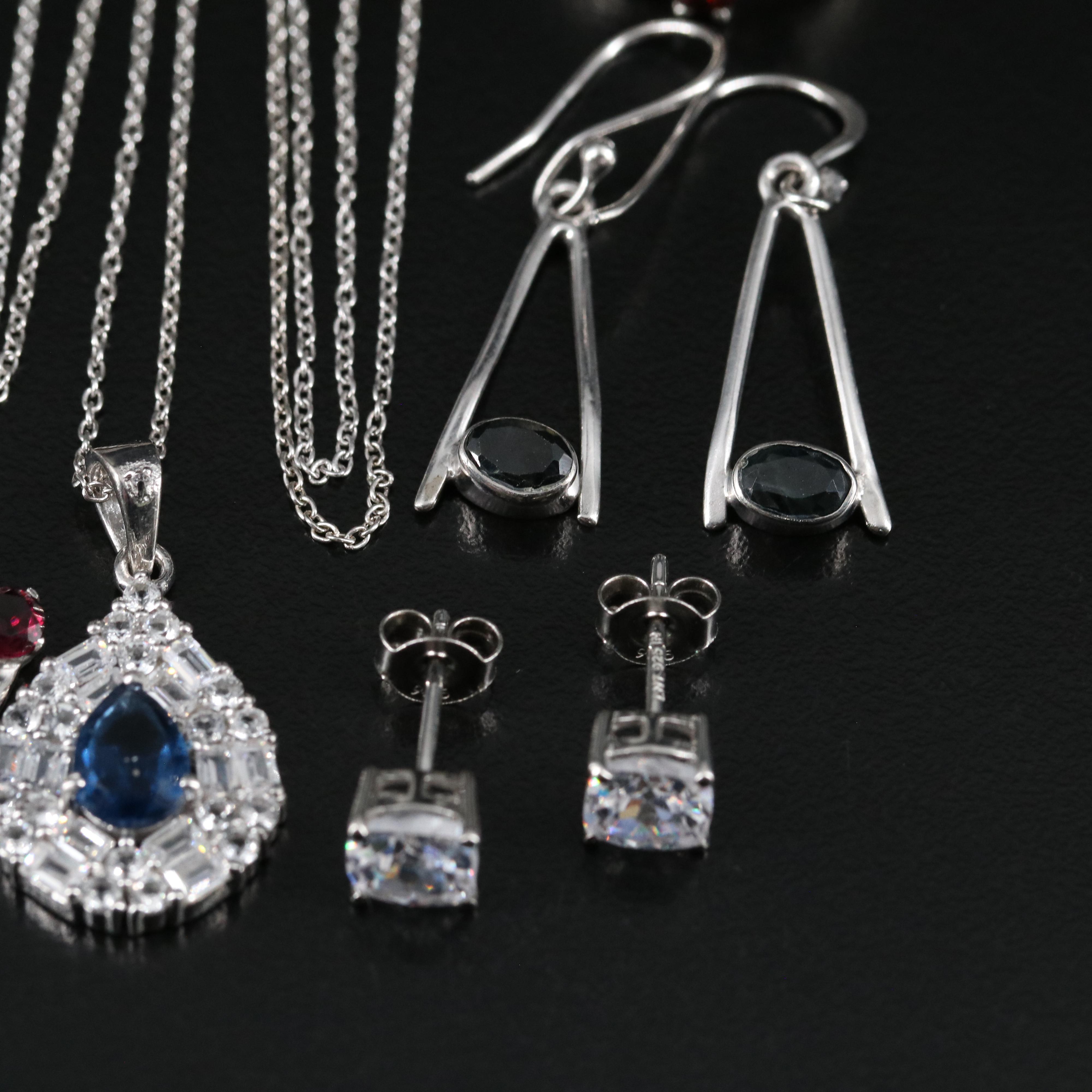 14 Assorted Sterling Silver Rings, Necklaces, and Earrings