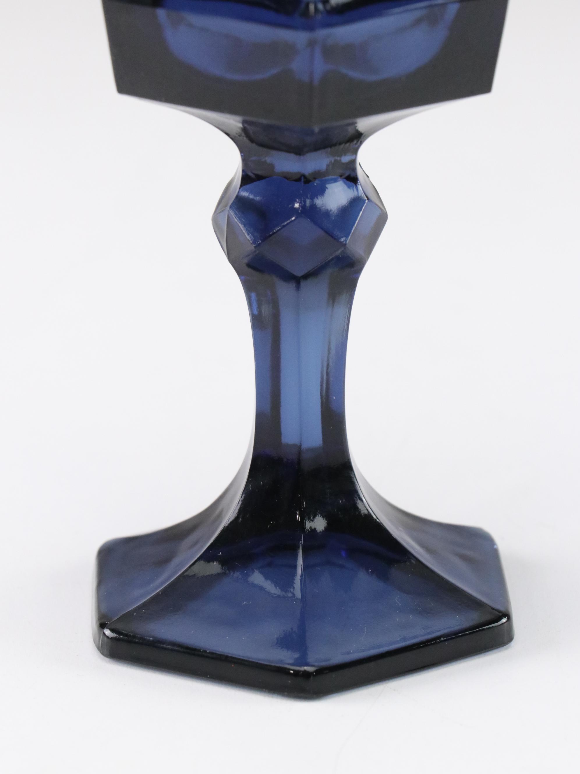 Fostoria "Virginia" Dark Blue Glass Water Goblets, 1980s