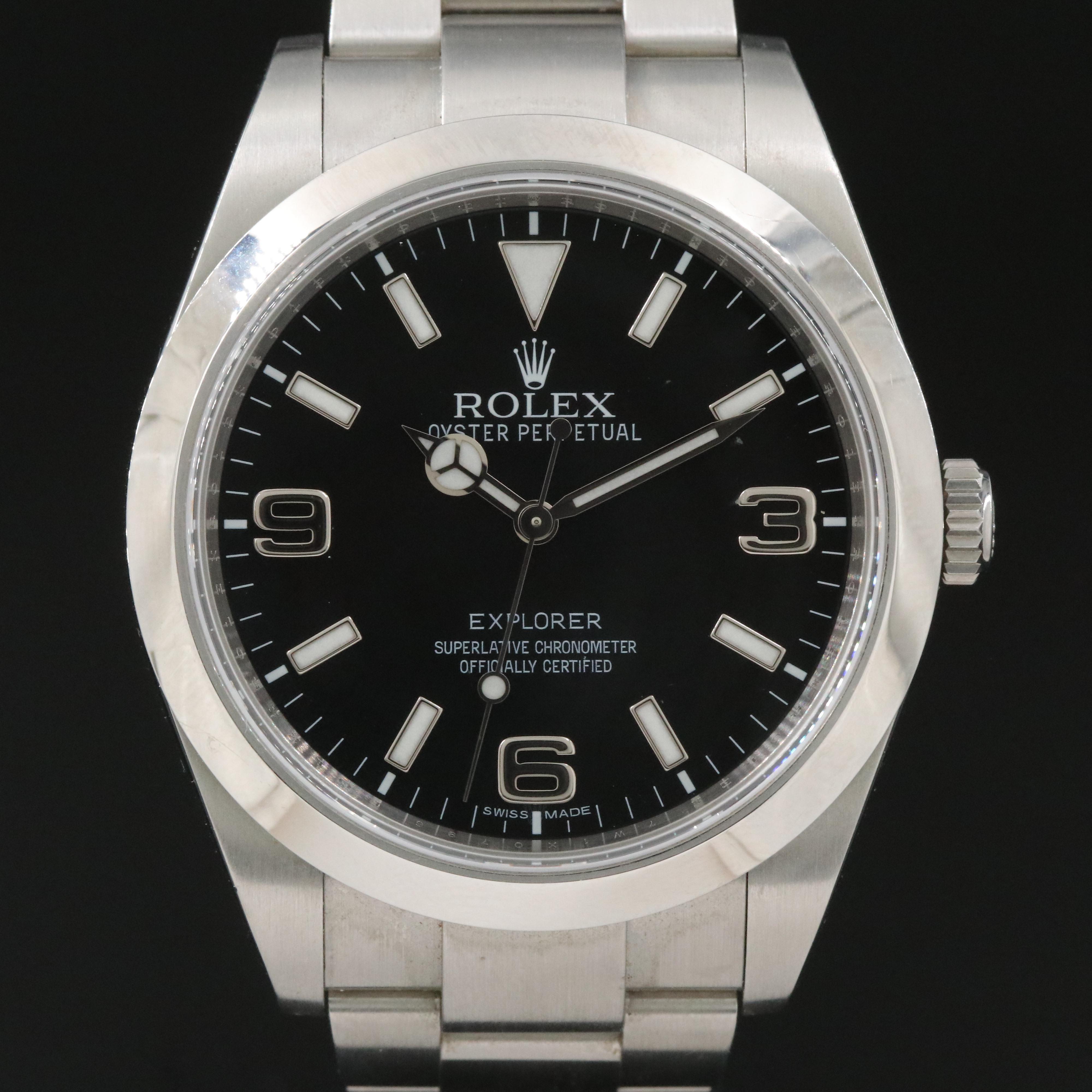 Rolex Oyster Perpetual Black Arabic Dial Explorer Watch