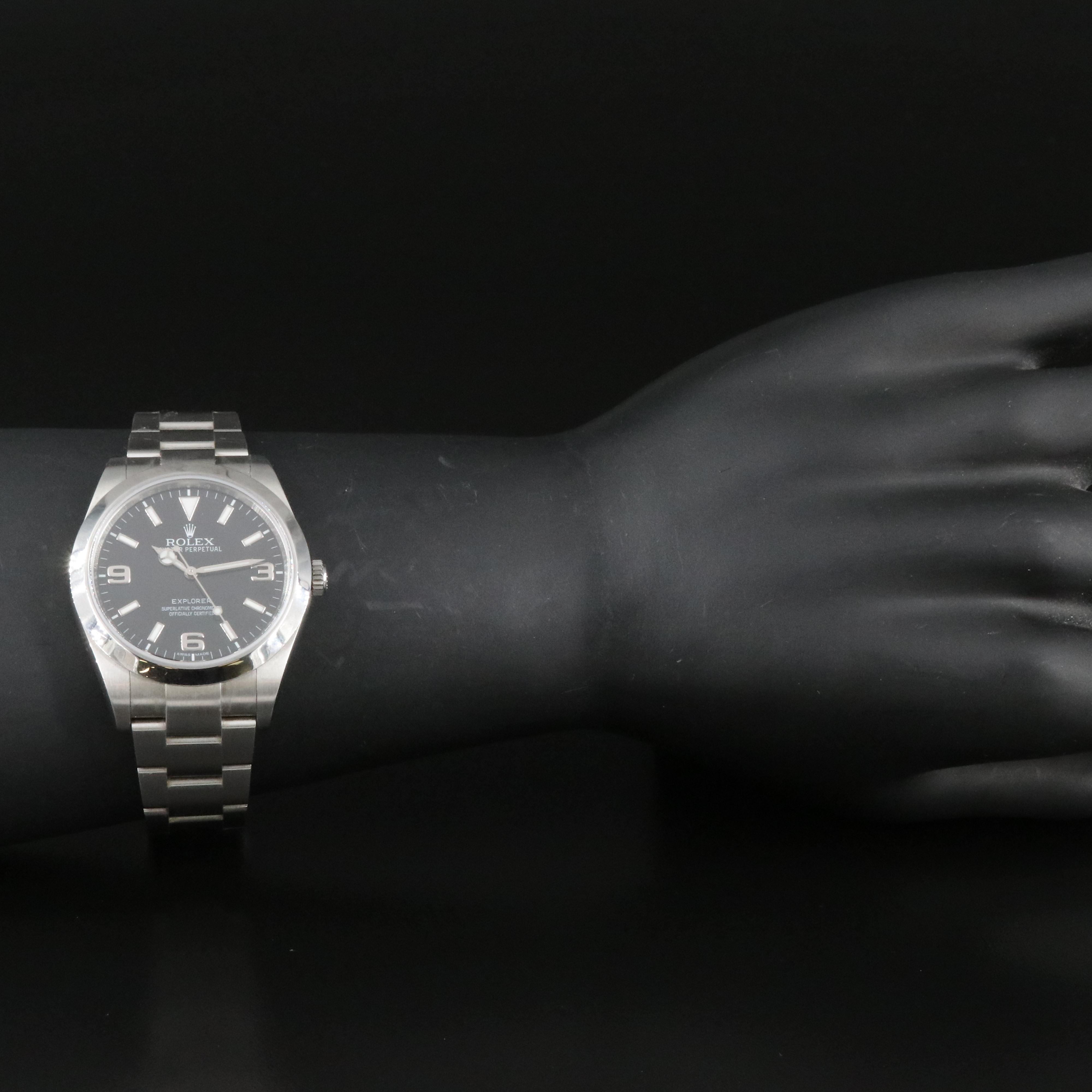 Rolex Oyster Perpetual Black Arabic Dial Explorer Watch