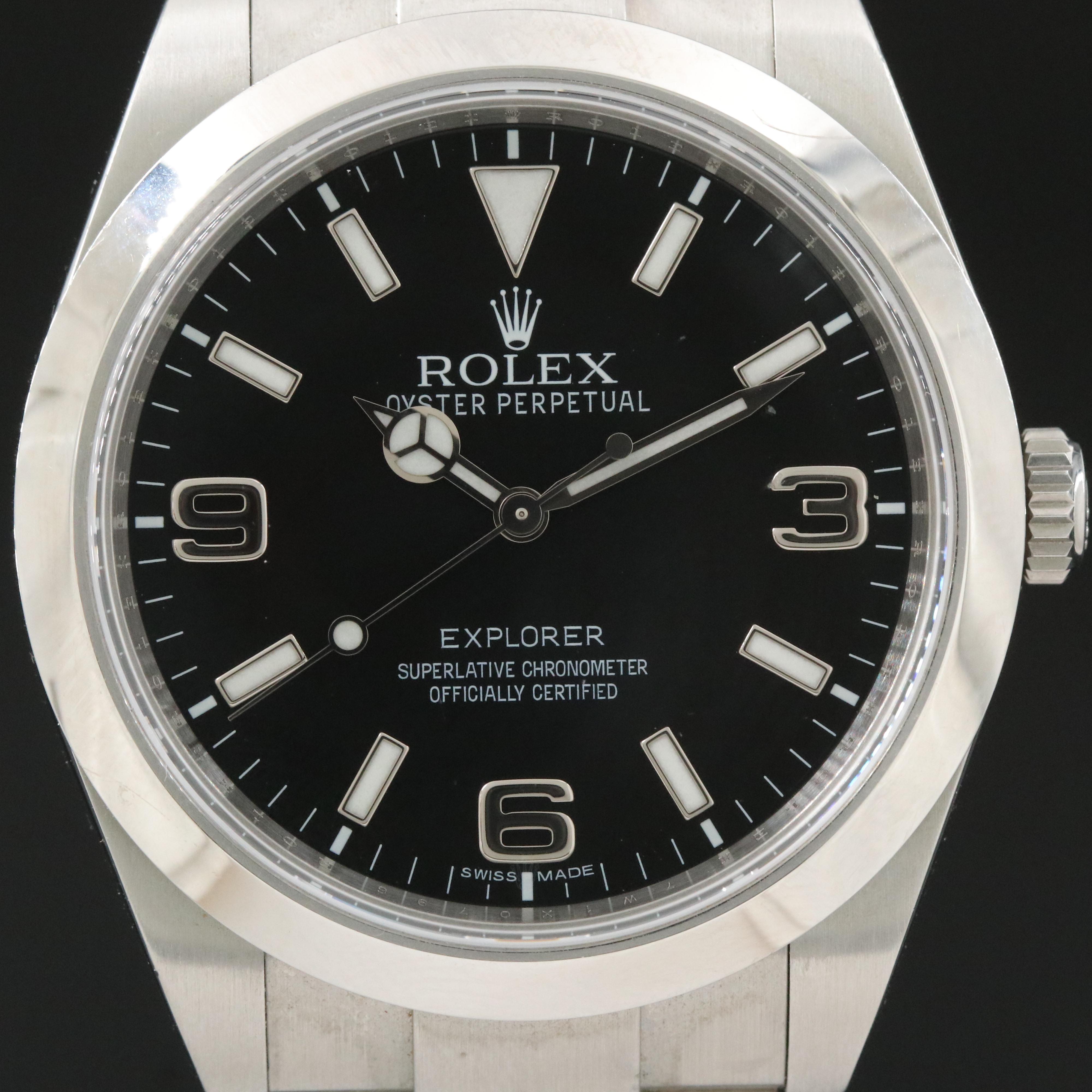 Rolex Oyster Perpetual Black Arabic Dial Explorer Watch