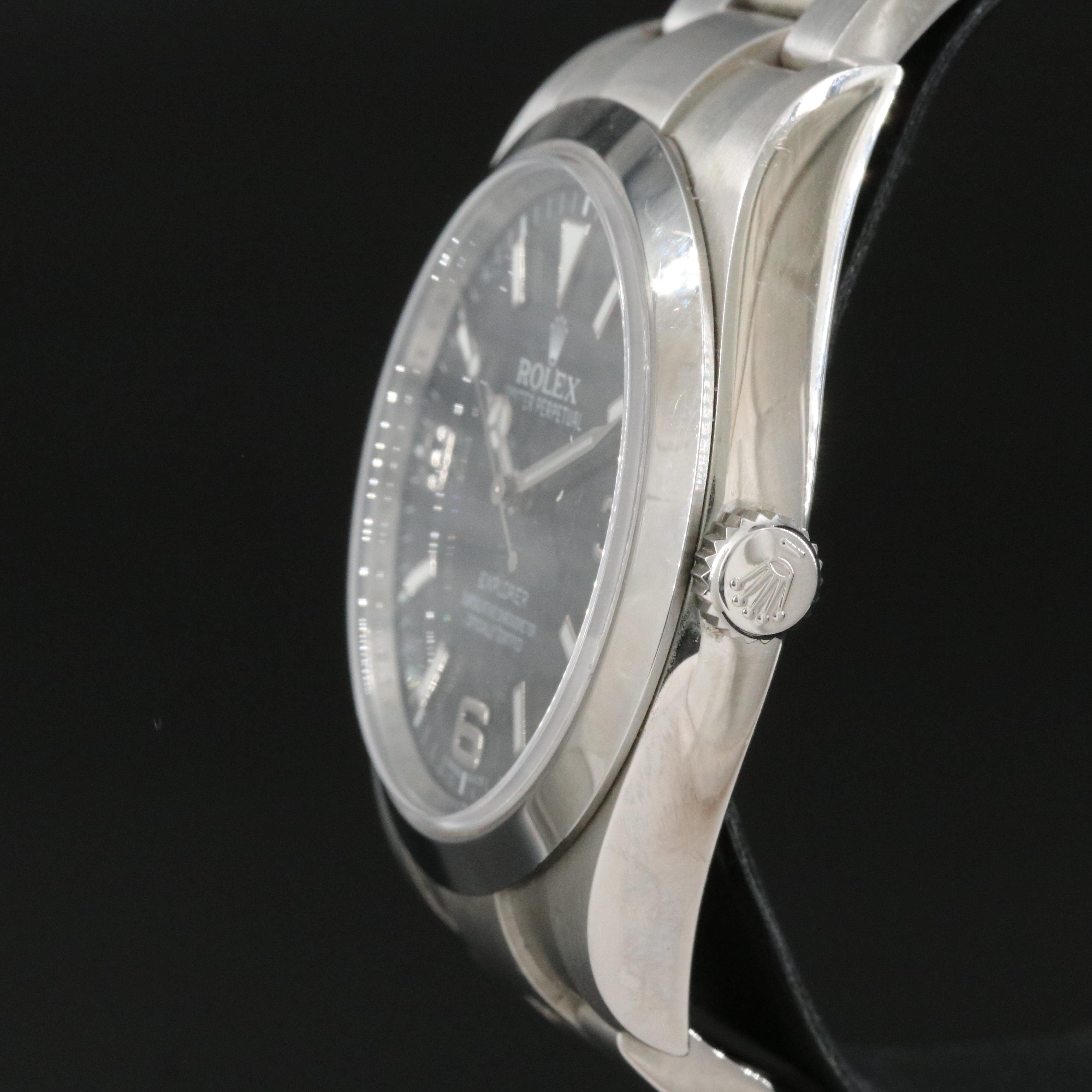 Rolex Oyster Perpetual Black Arabic Dial Explorer Watch