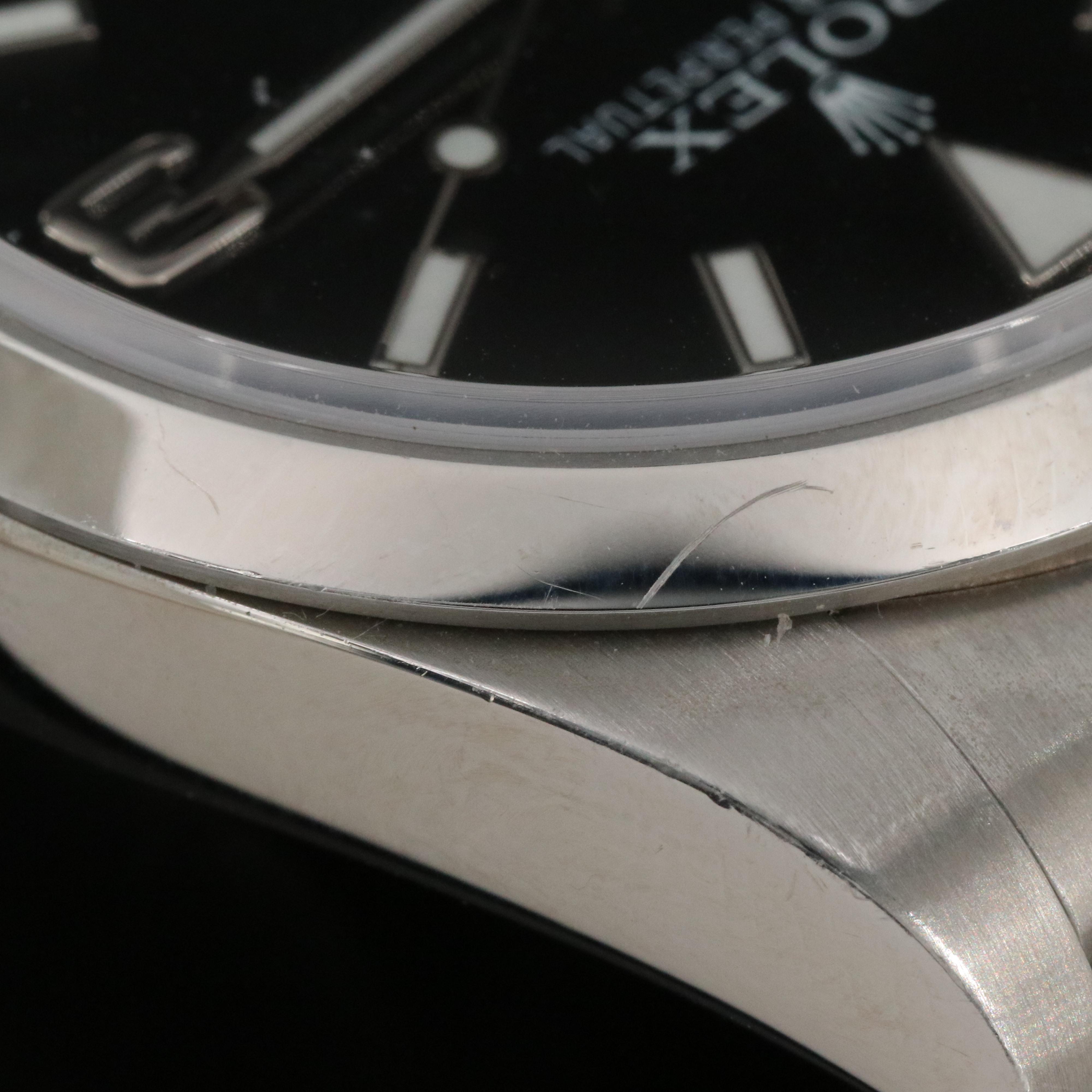 Rolex Oyster Perpetual Black Arabic Dial Explorer Watch