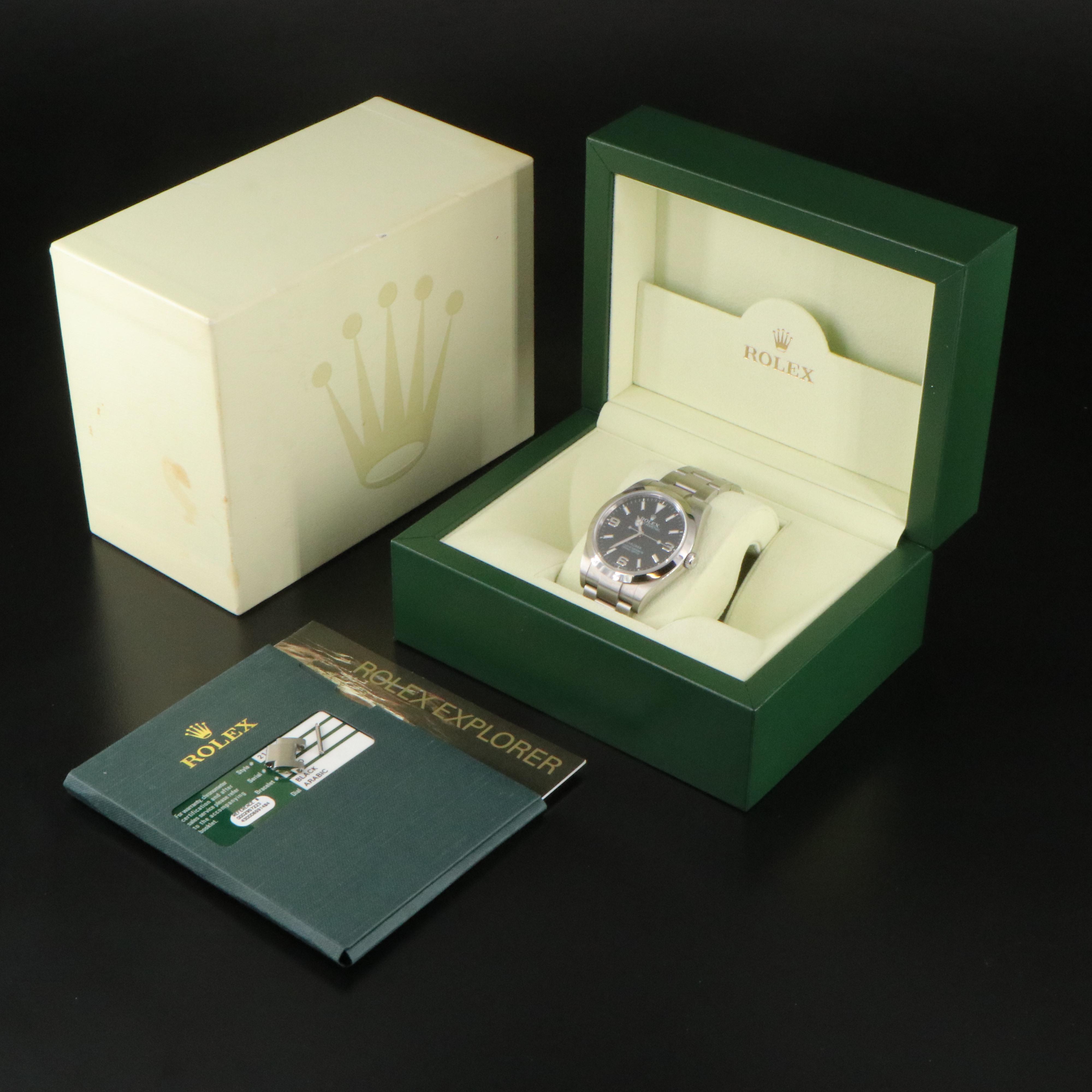 Rolex Oyster Perpetual Black Arabic Dial Explorer Watch