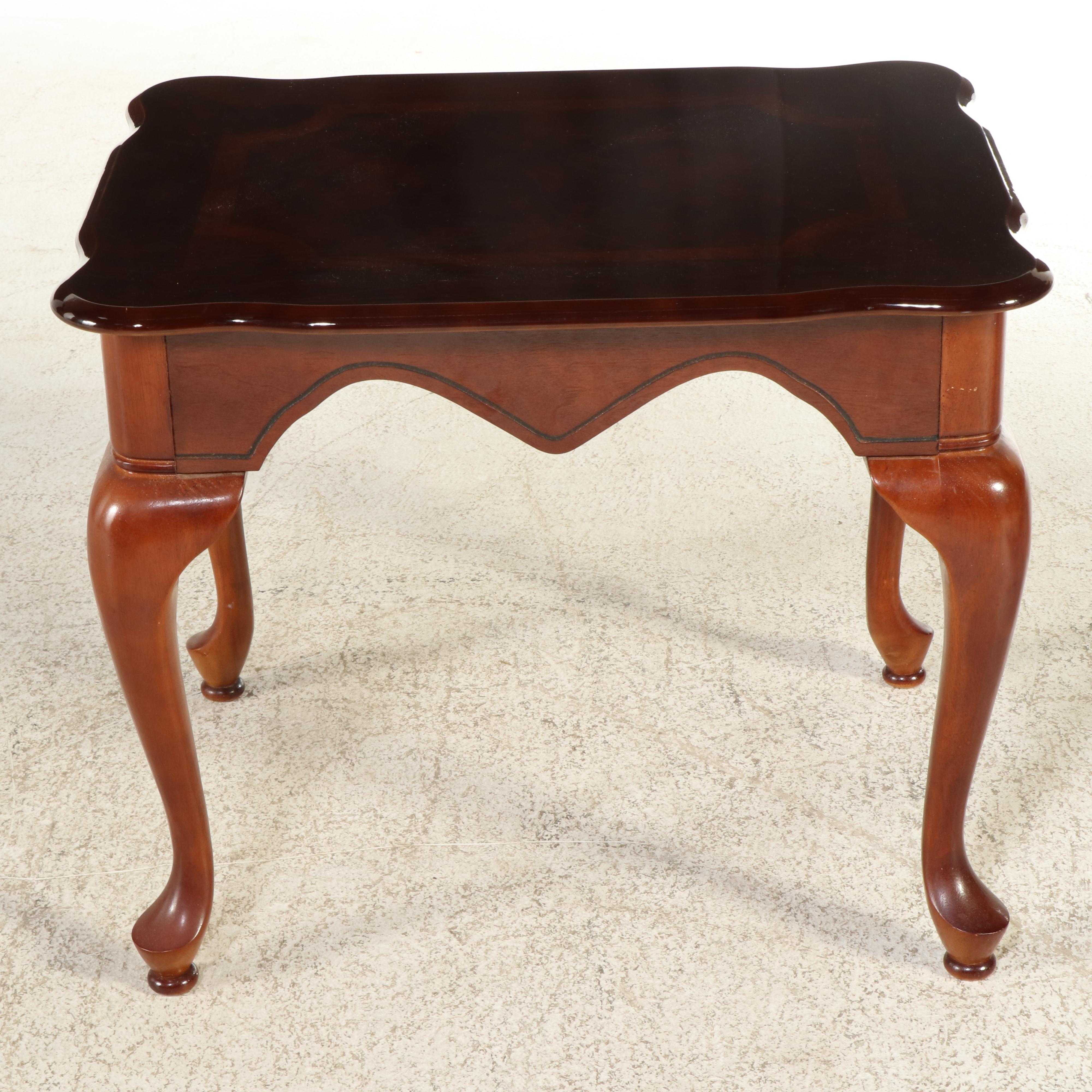Queen Anne Style Wood Coffee and End Tables, Late 20th Century