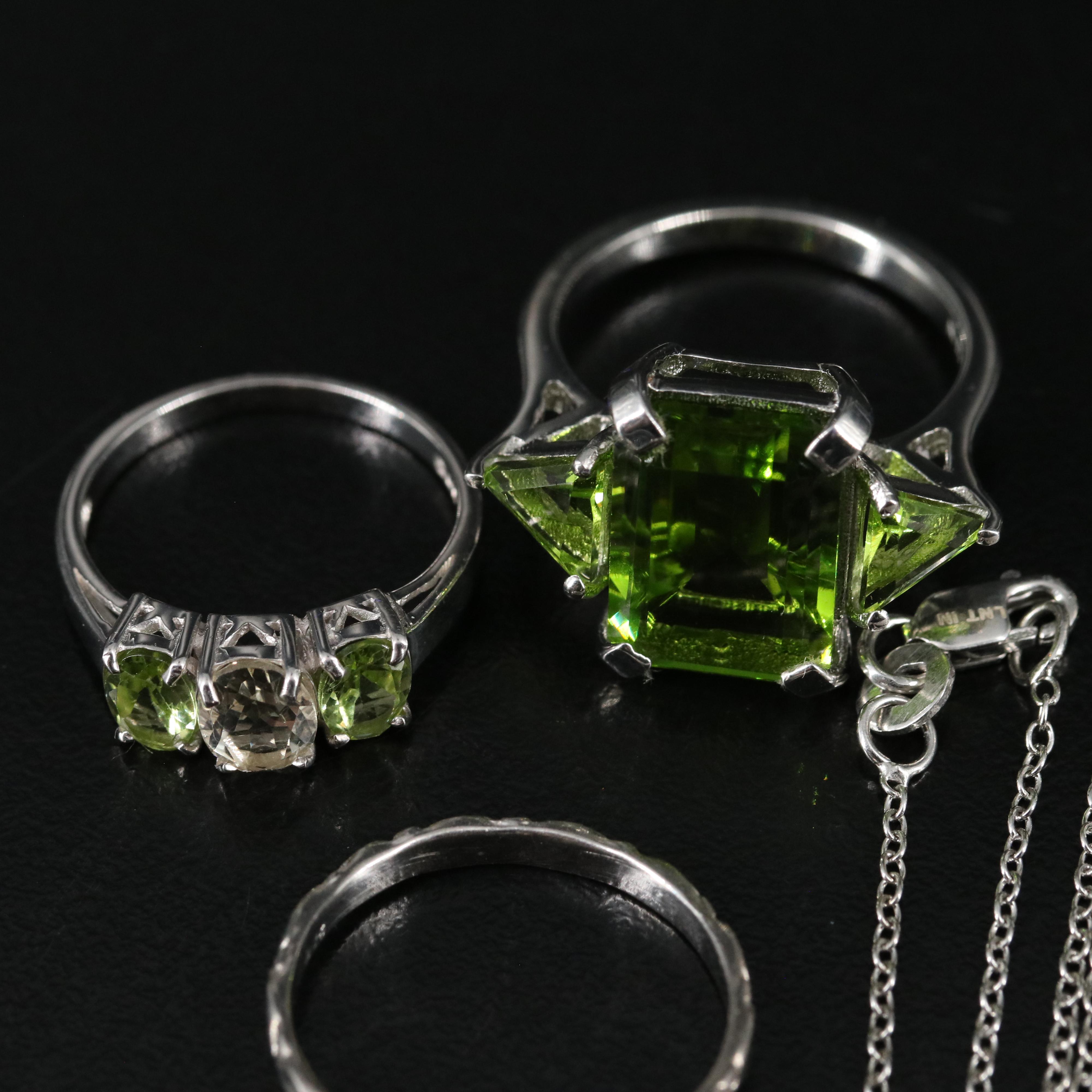 14 Assorted Sterling Silver Rings, Necklaces, and Earrings