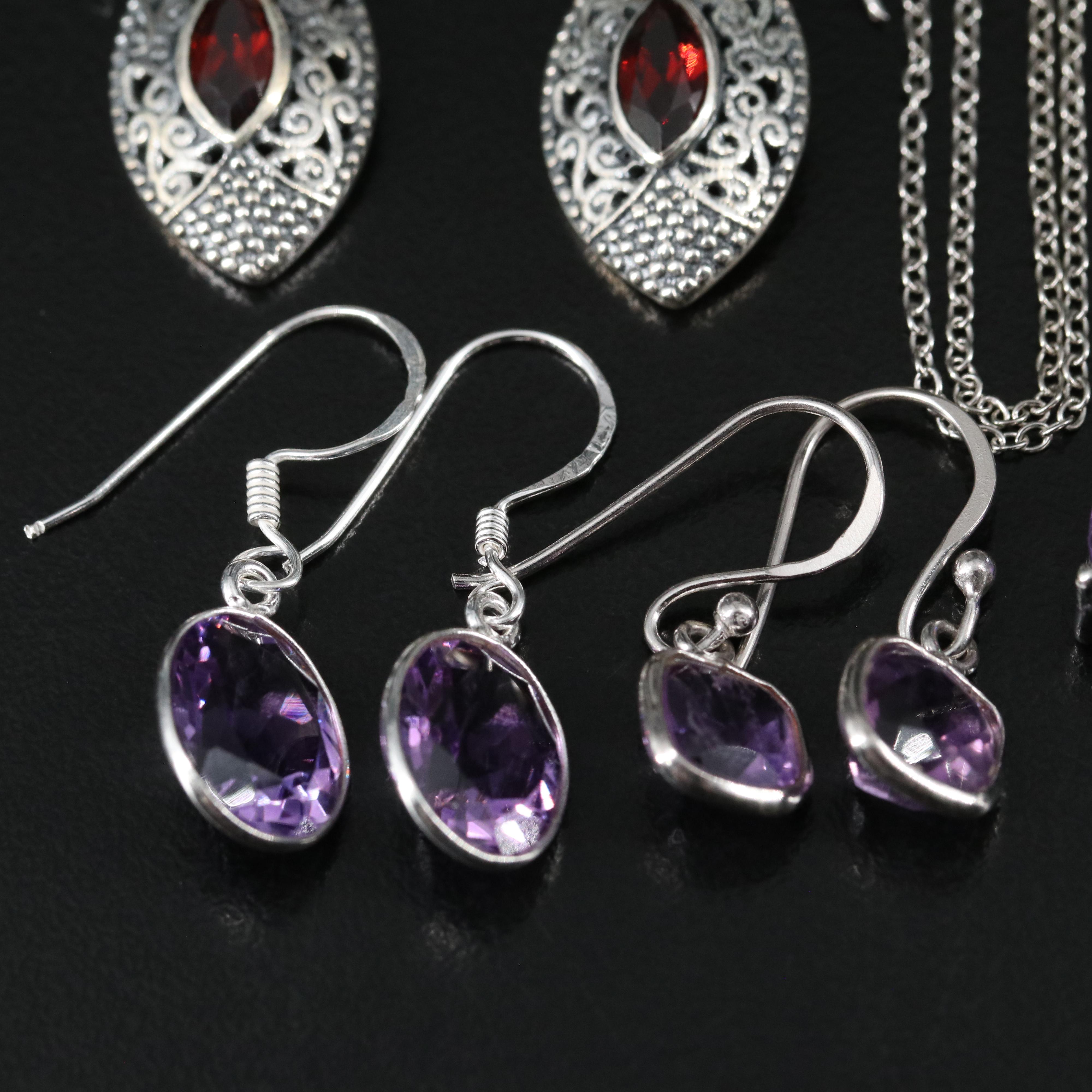 14 Assorted Sterling Silver Rings, Necklaces, and Earrings