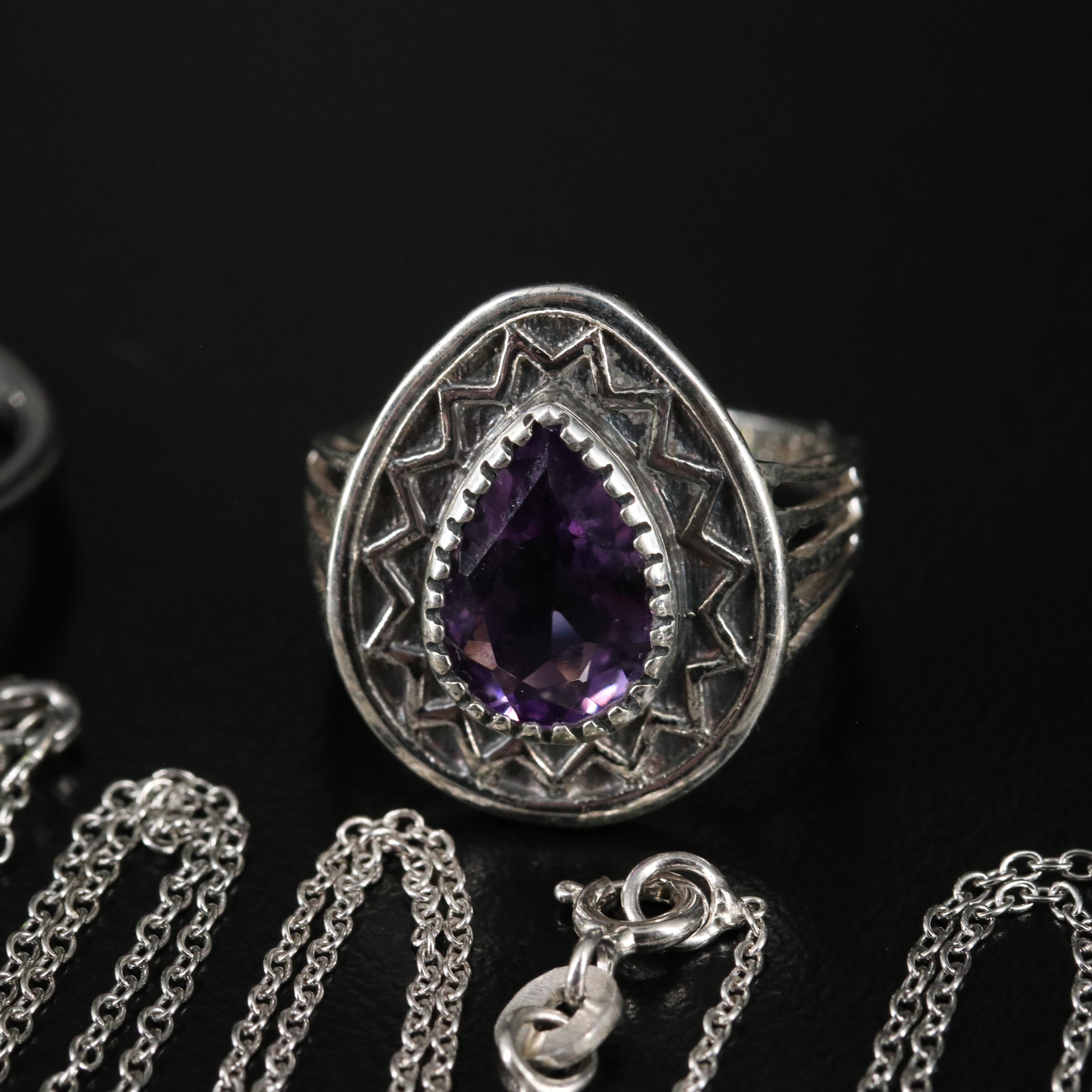 14 Assorted Sterling Silver Rings, Necklaces, and Earrings