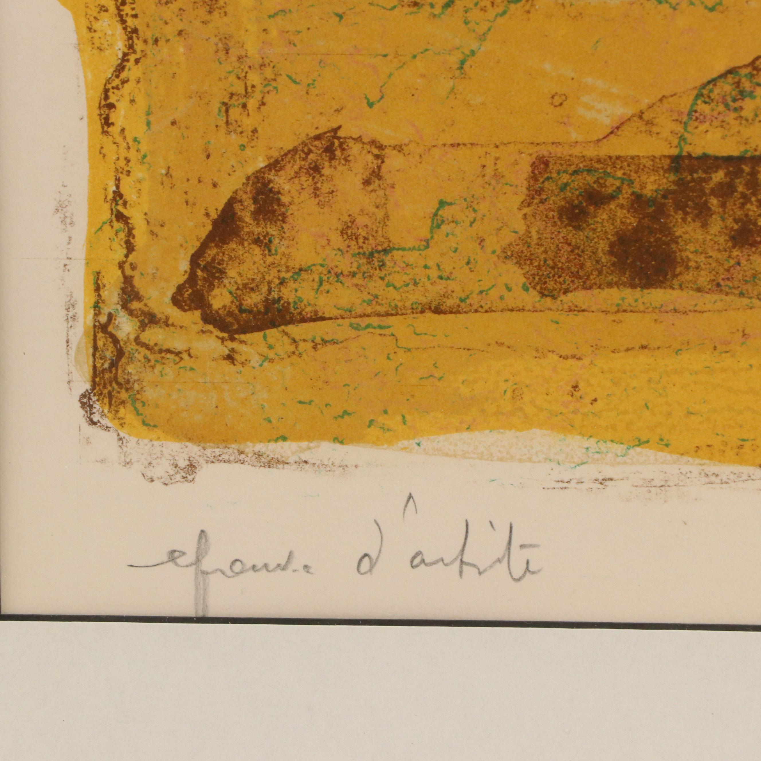 Paul Aizpiri Lithograph with Floral Still Life, Late 20th Century