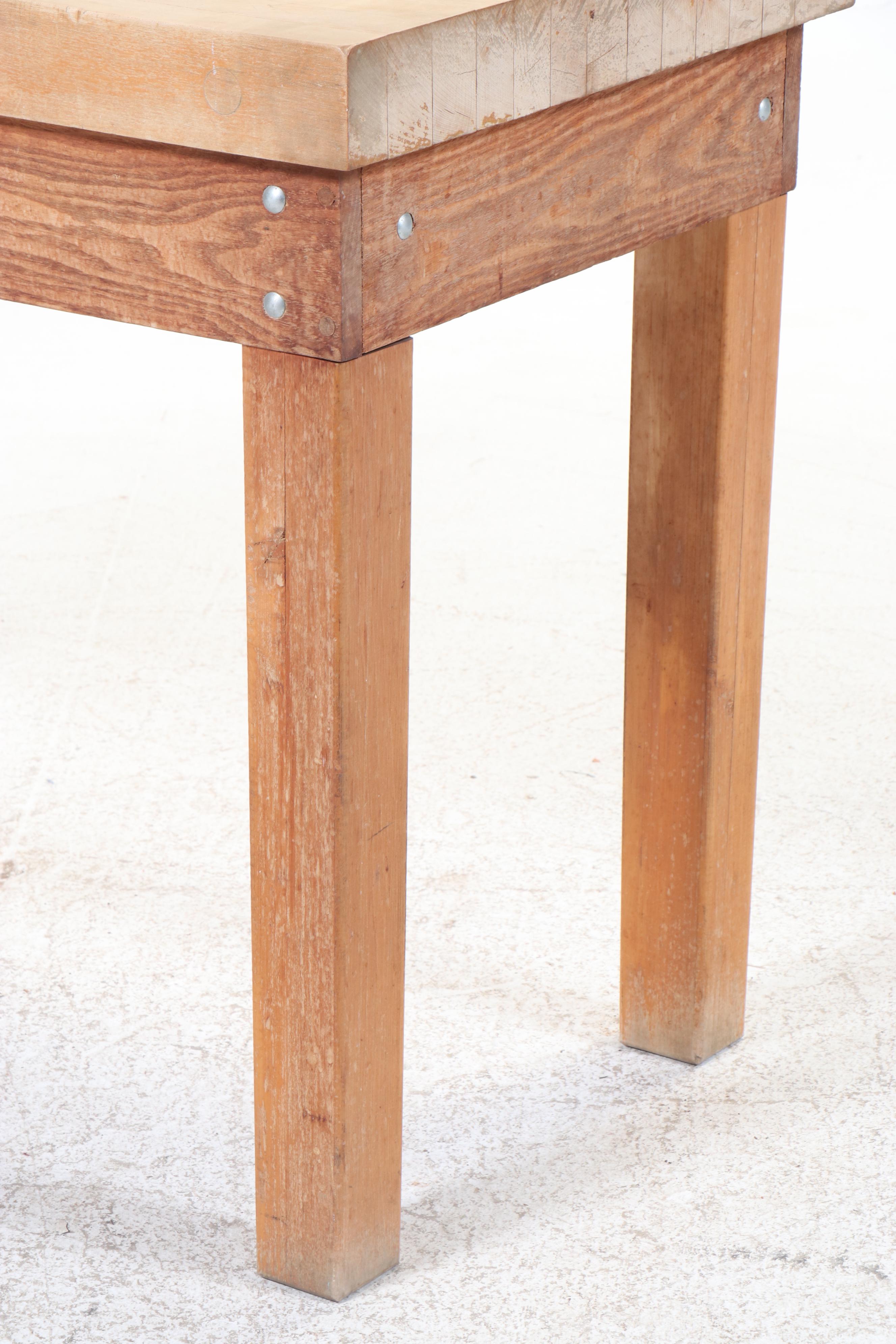 Maple Butcher Block Top Kitchen Island, Late 20th Century