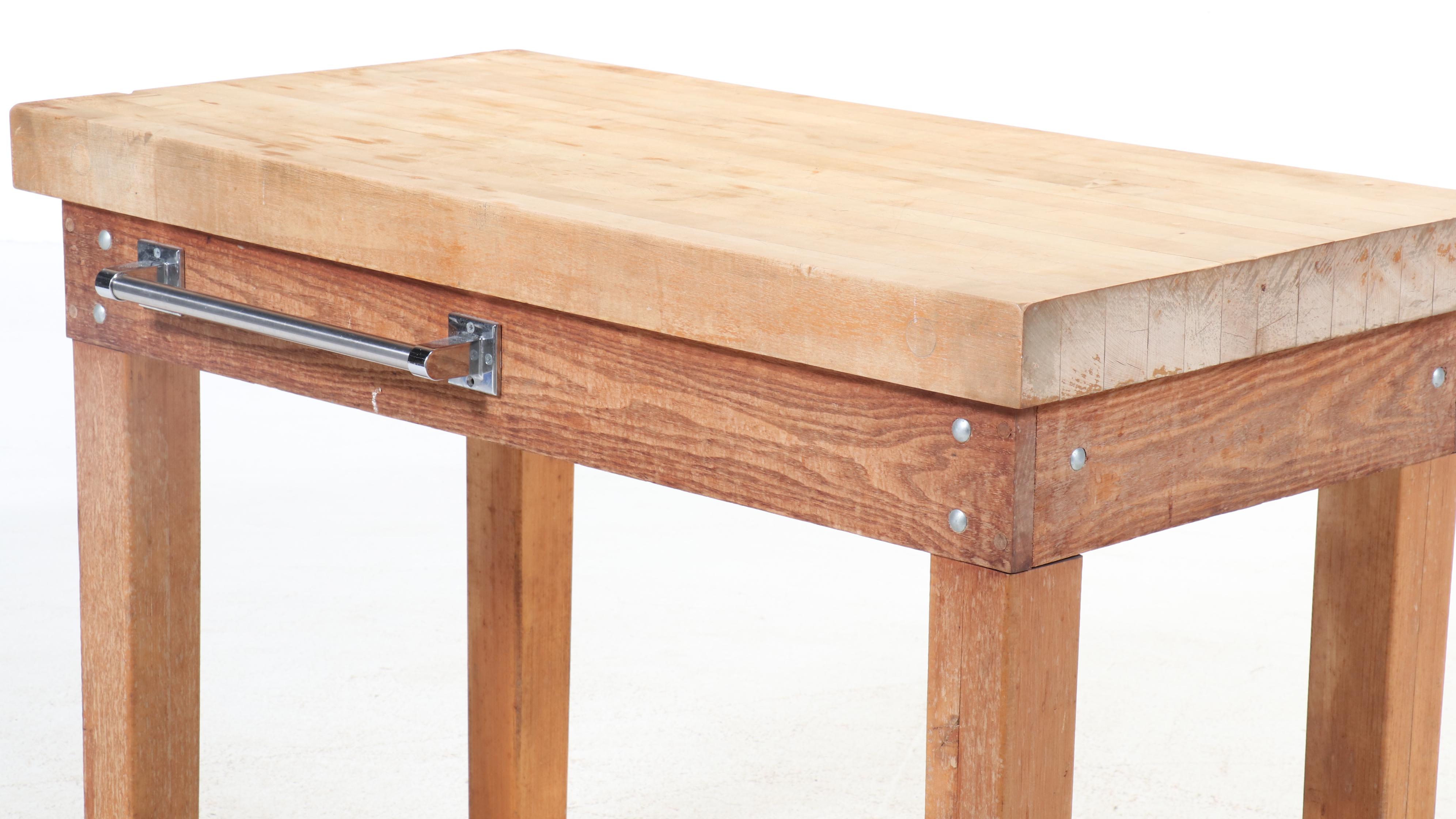 Maple Butcher Block Top Kitchen Island, Late 20th Century