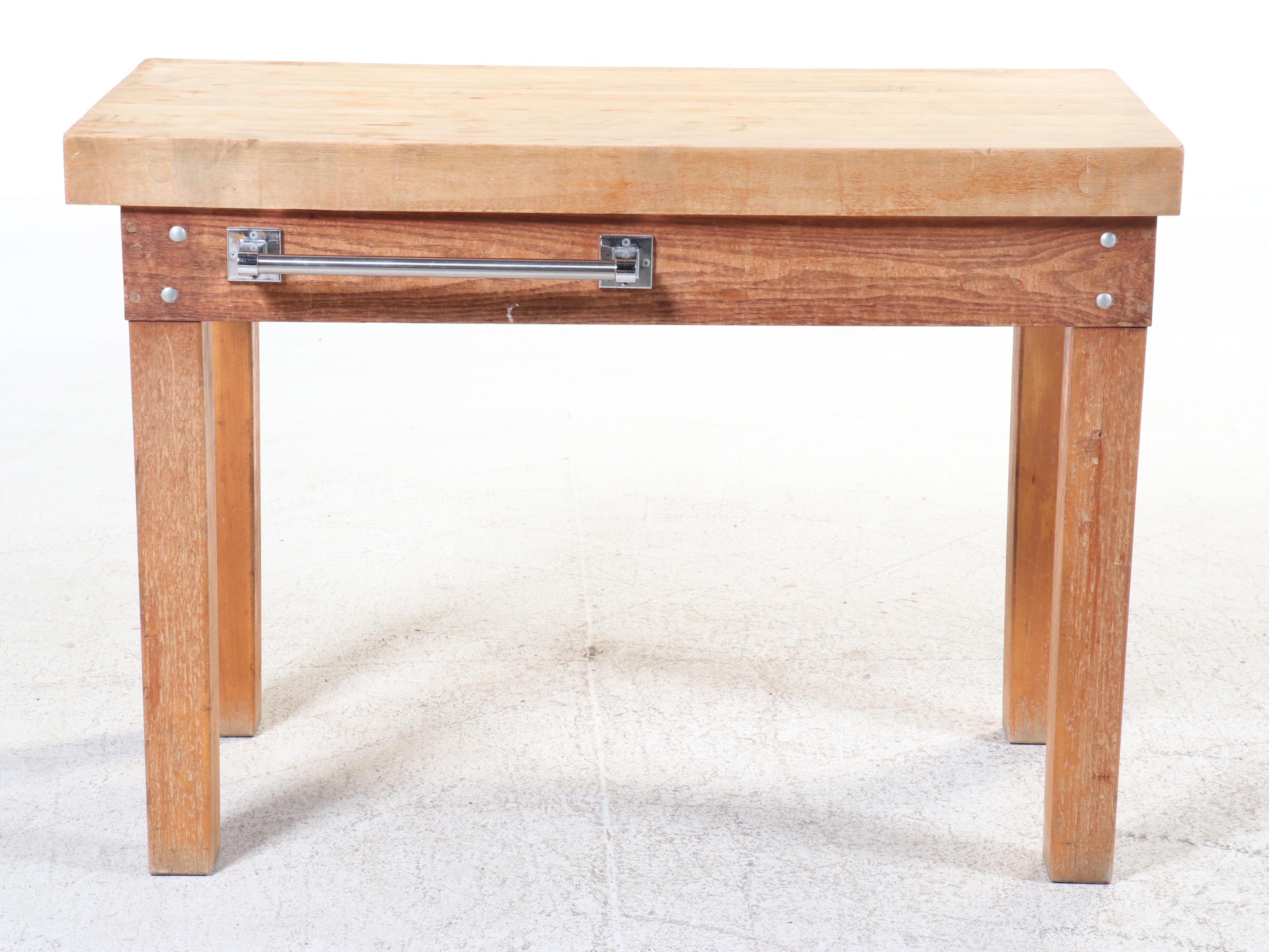 Maple Butcher Block Top Kitchen Island, Late 20th Century