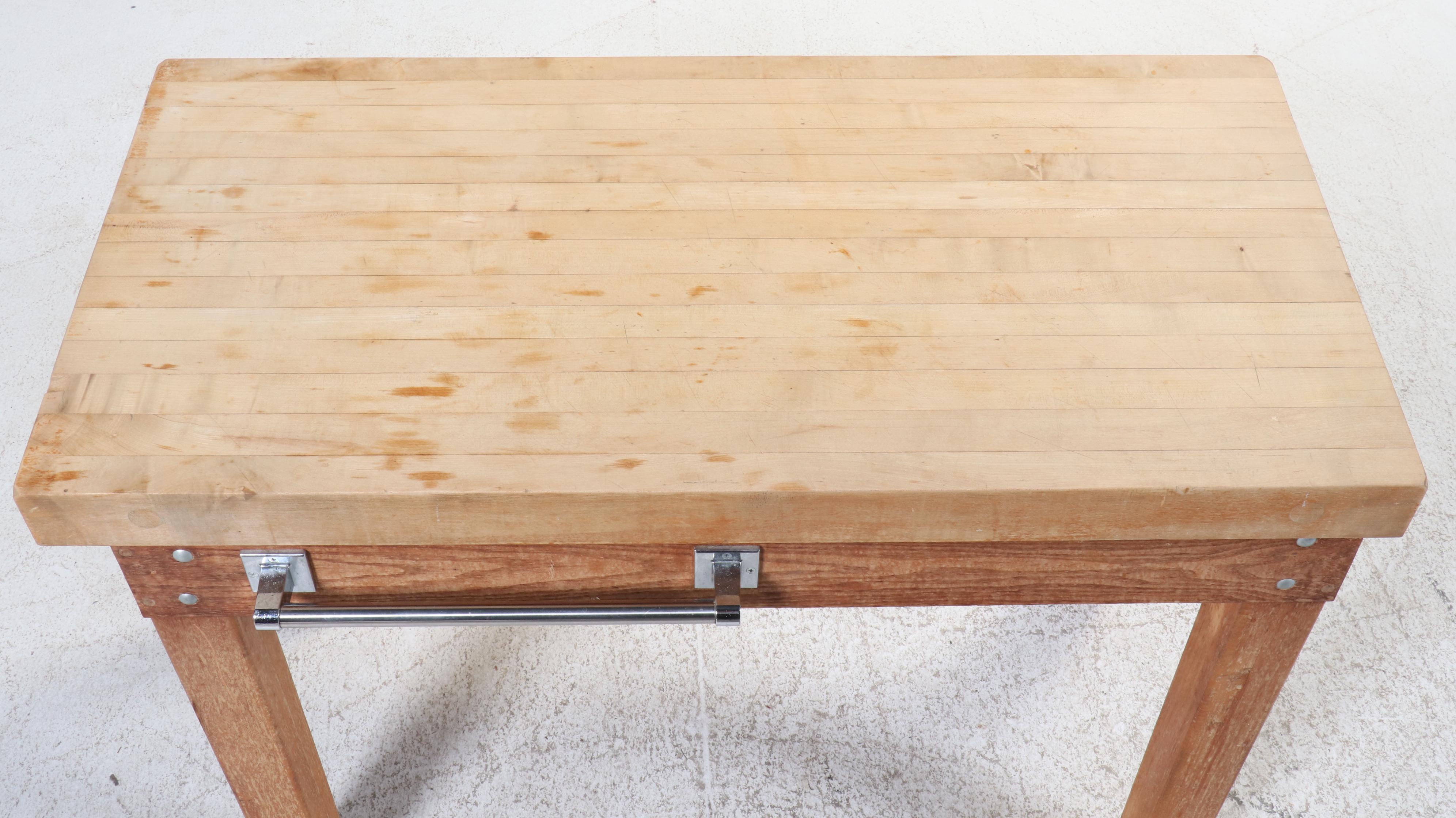 Maple Butcher Block Top Kitchen Island, Late 20th Century