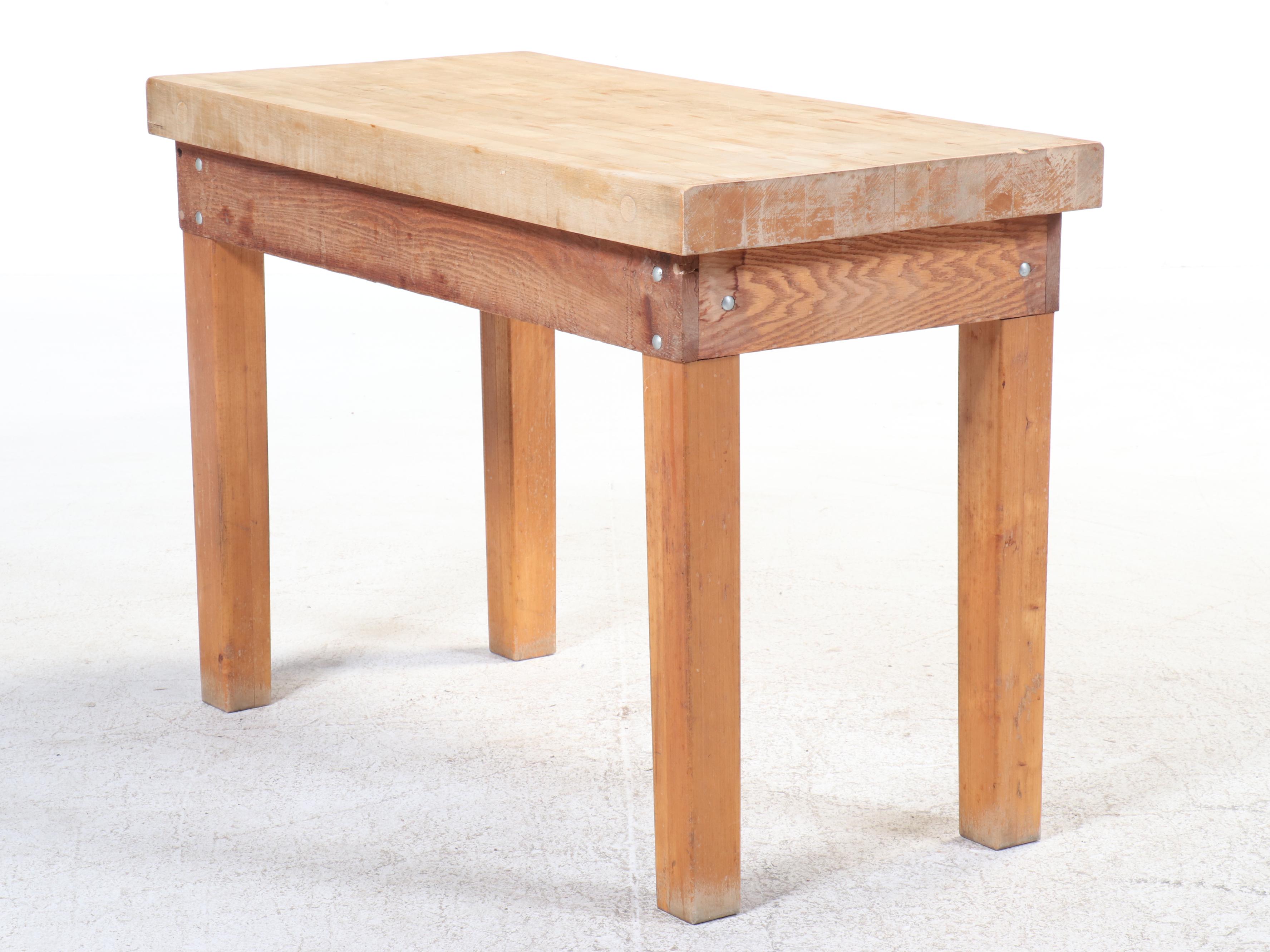 Maple Butcher Block Top Kitchen Island, Late 20th Century
