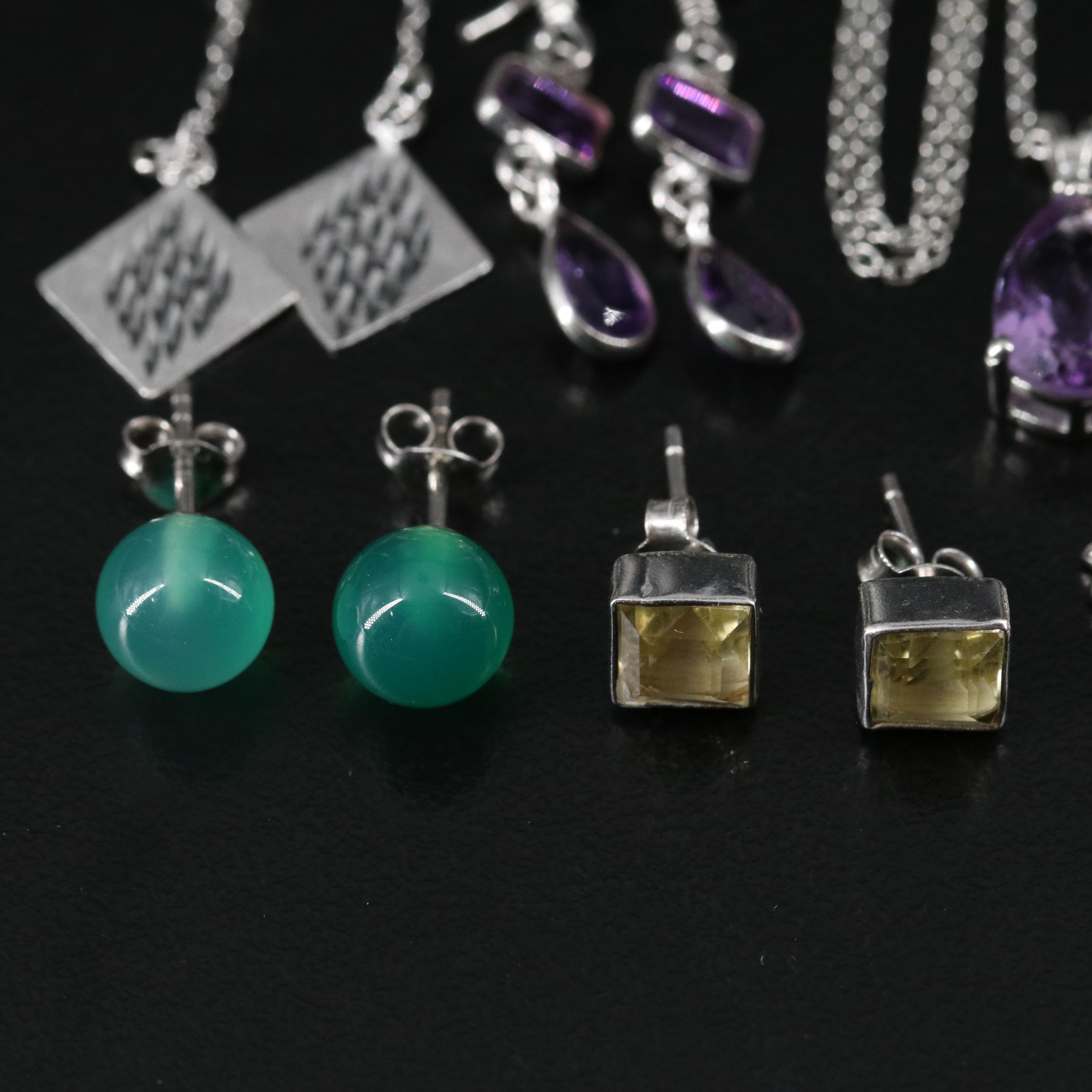 14 Assorted Sterling Silver Rings, Necklaces, and Earrings