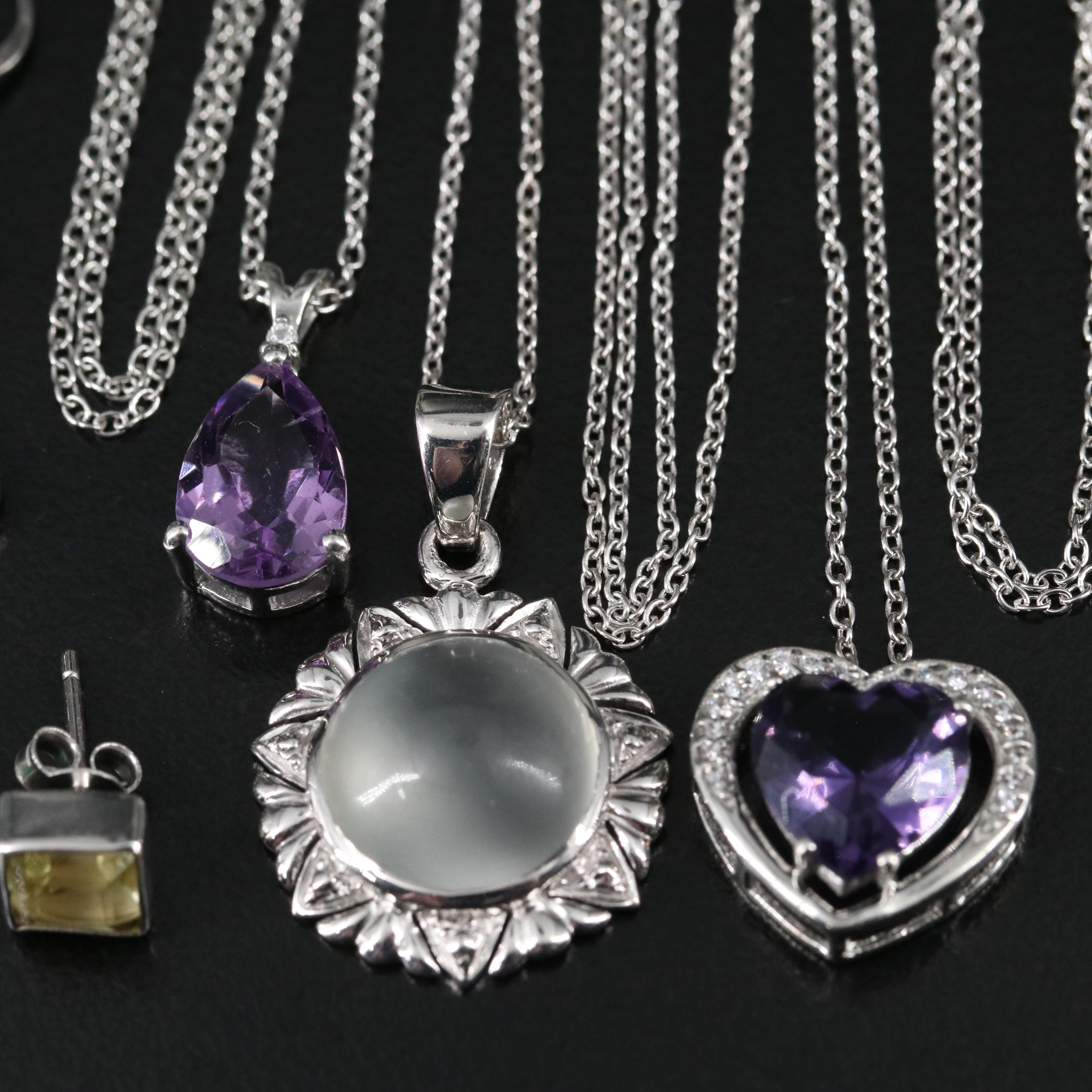 14 Assorted Sterling Silver Rings, Necklaces, and Earrings