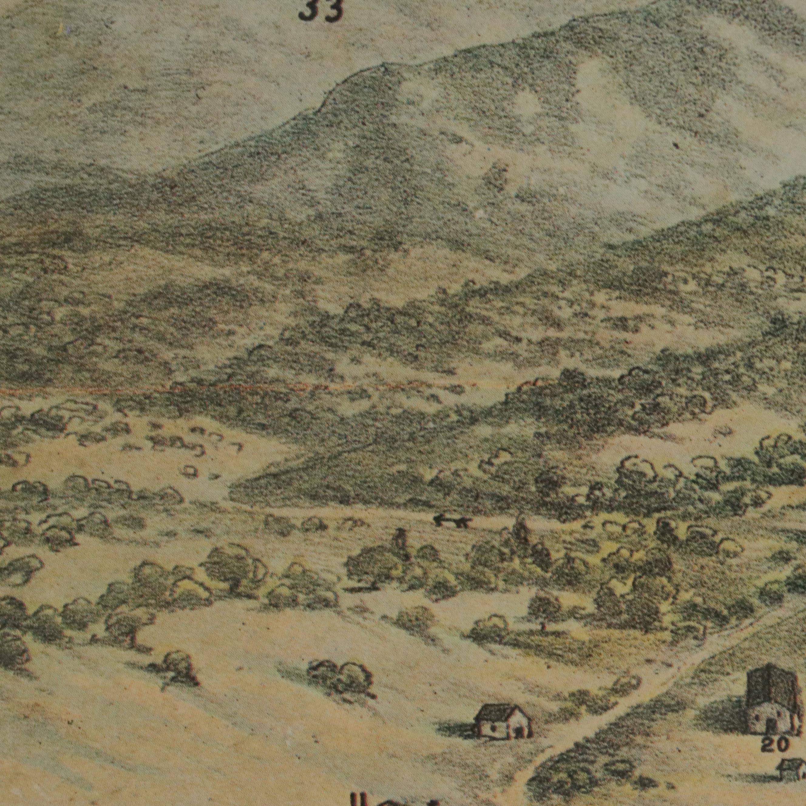 Offset Lithograph Reproduction of Town Map "View of San Francisco"