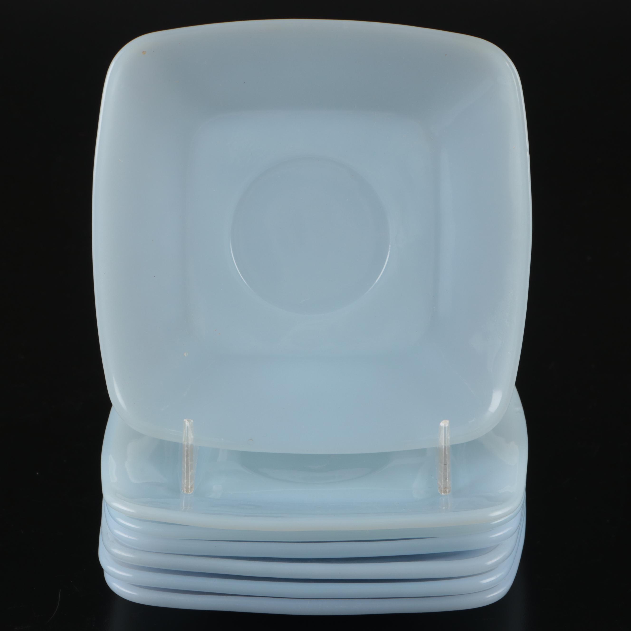 Anchor Hocking Fire-King "Charm" Azurite Glass Cups and Saucers with Mugs