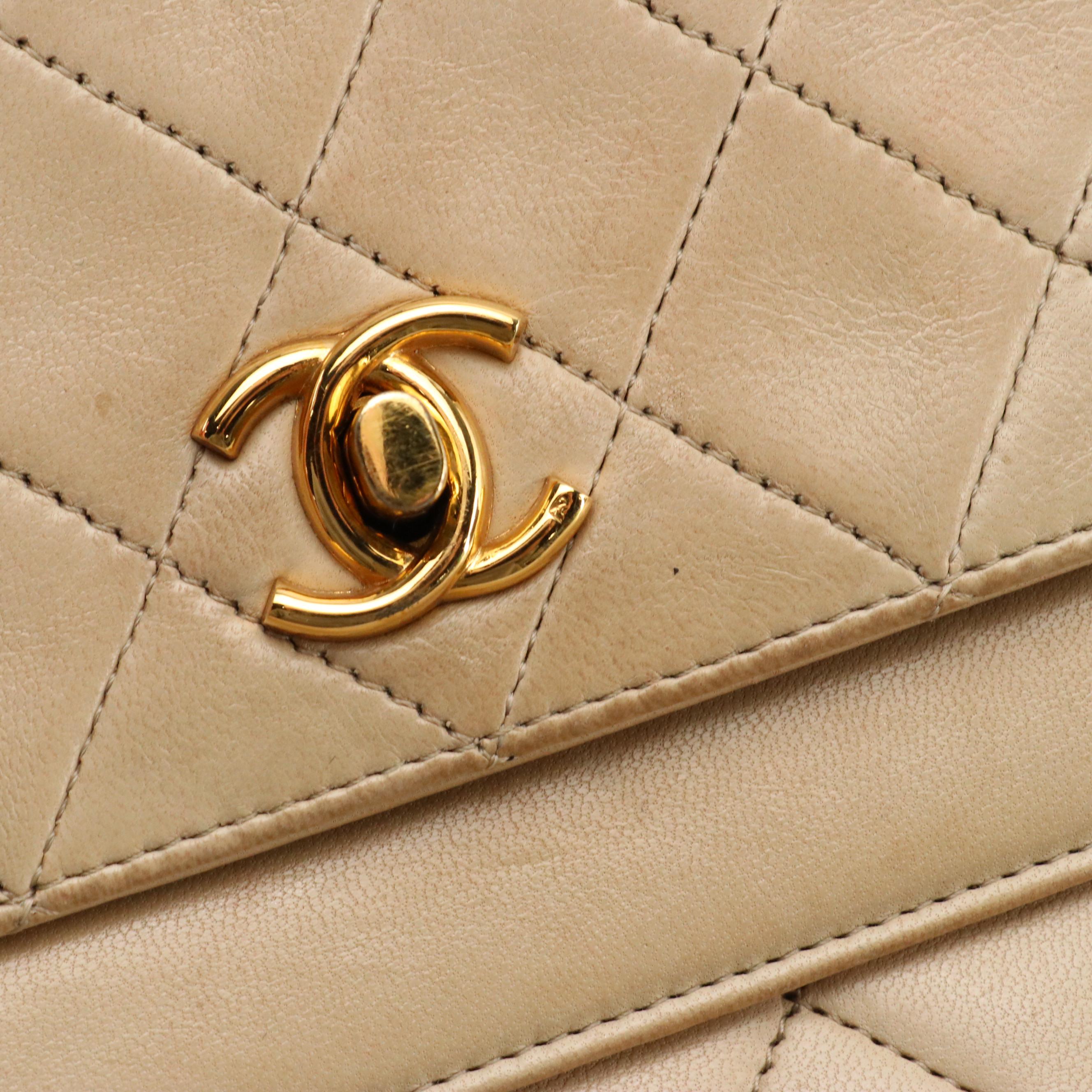Chanel Double Round Flap Shoulder Bag in Neutral Quilted Lambskin Leather