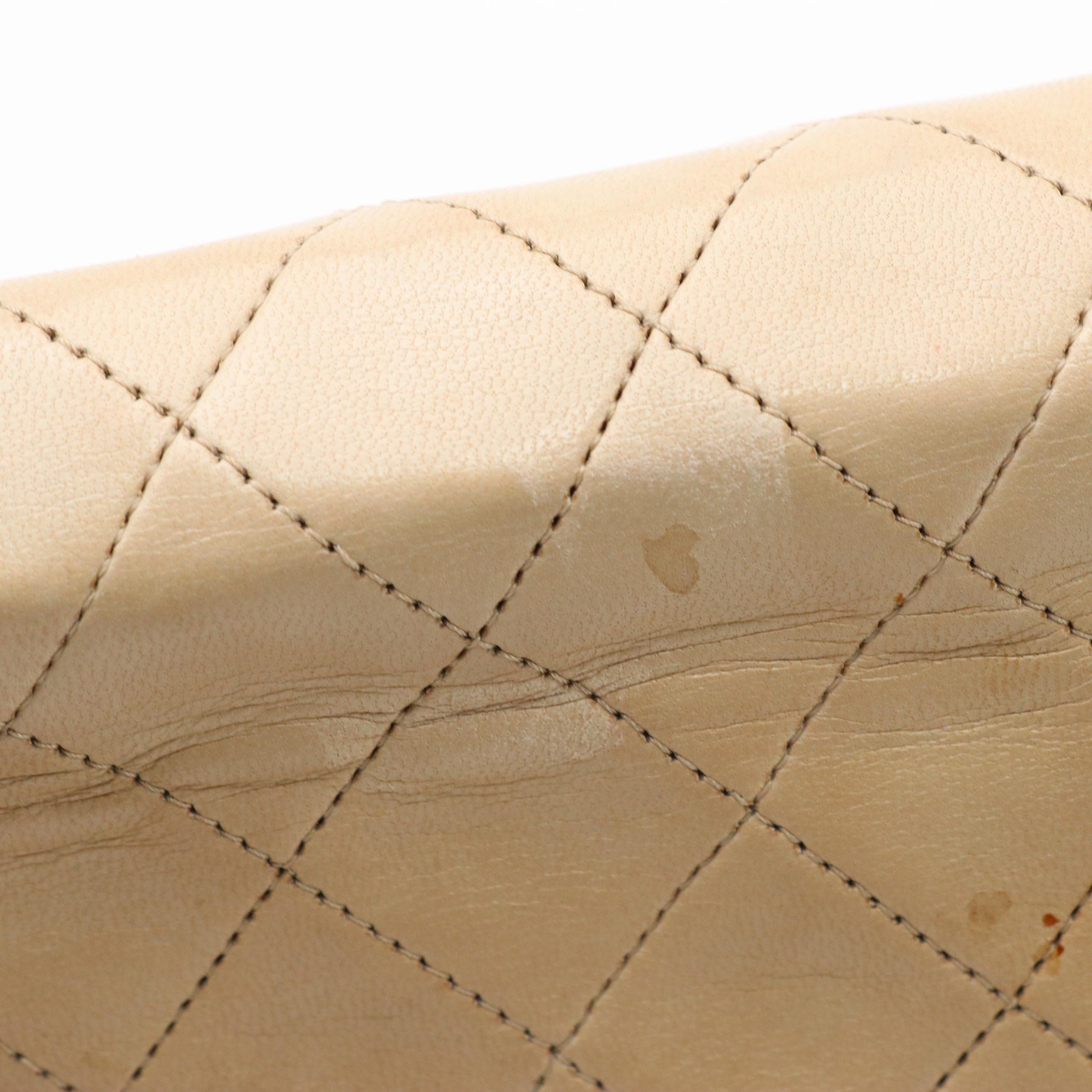 Chanel Double Round Flap Shoulder Bag in Neutral Quilted Lambskin Leather