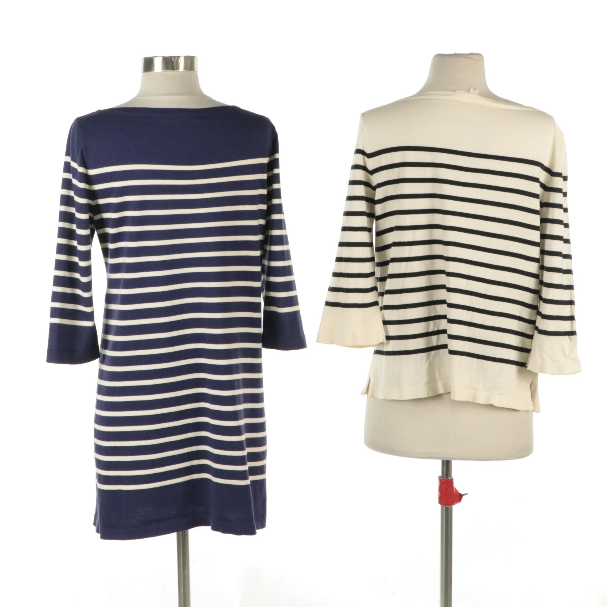 Marc Jacobs Striped Cotton/Cashmere Knit Blend Sequin Heart Top and Mini Dress