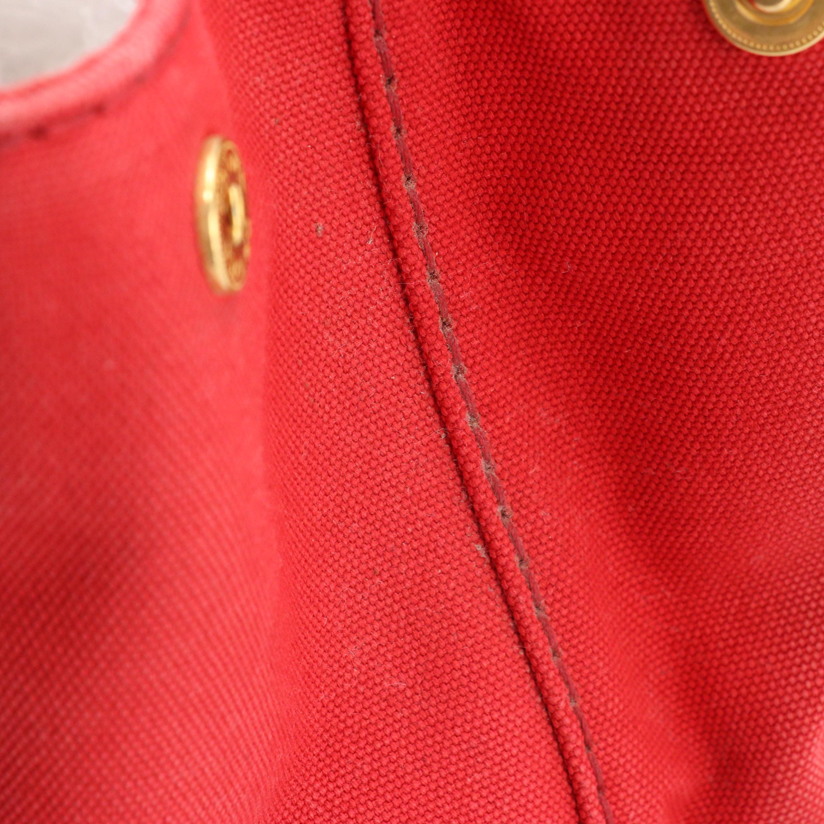 Prada Medium Logo Print Tote BN1877 in Rosso Canapa Canvas