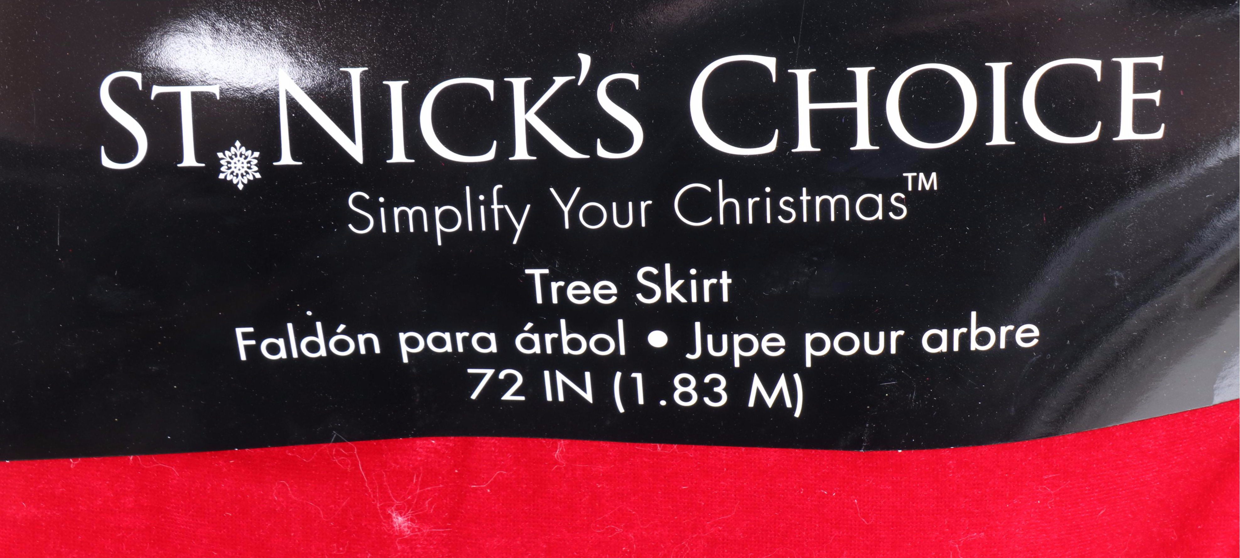 St. Nick's Choice Red Fabric Christmas Tree Skirts