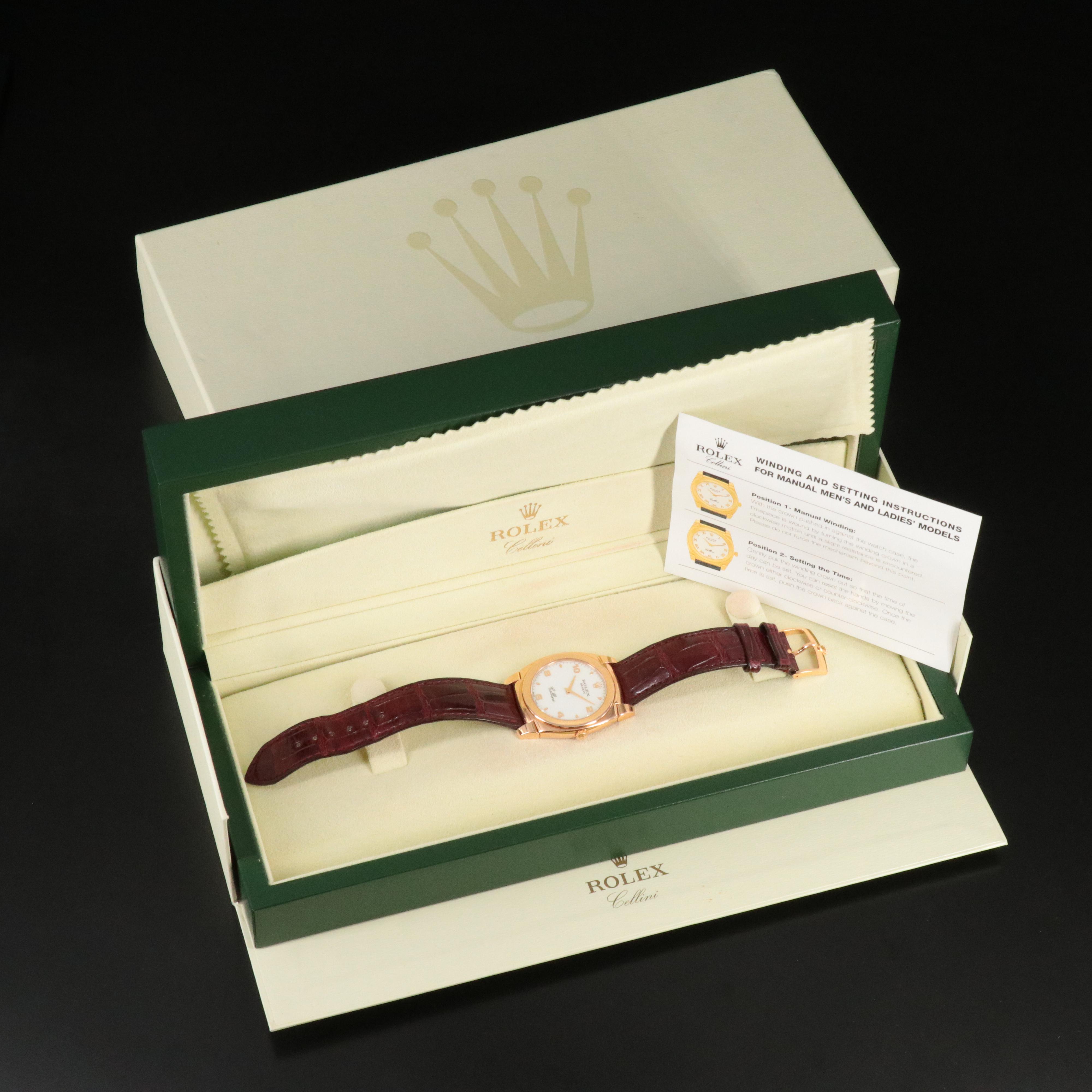 Rolex Cellini Cestello 5330 White 36mm 18K Rose Gold Manual-Wind Watch