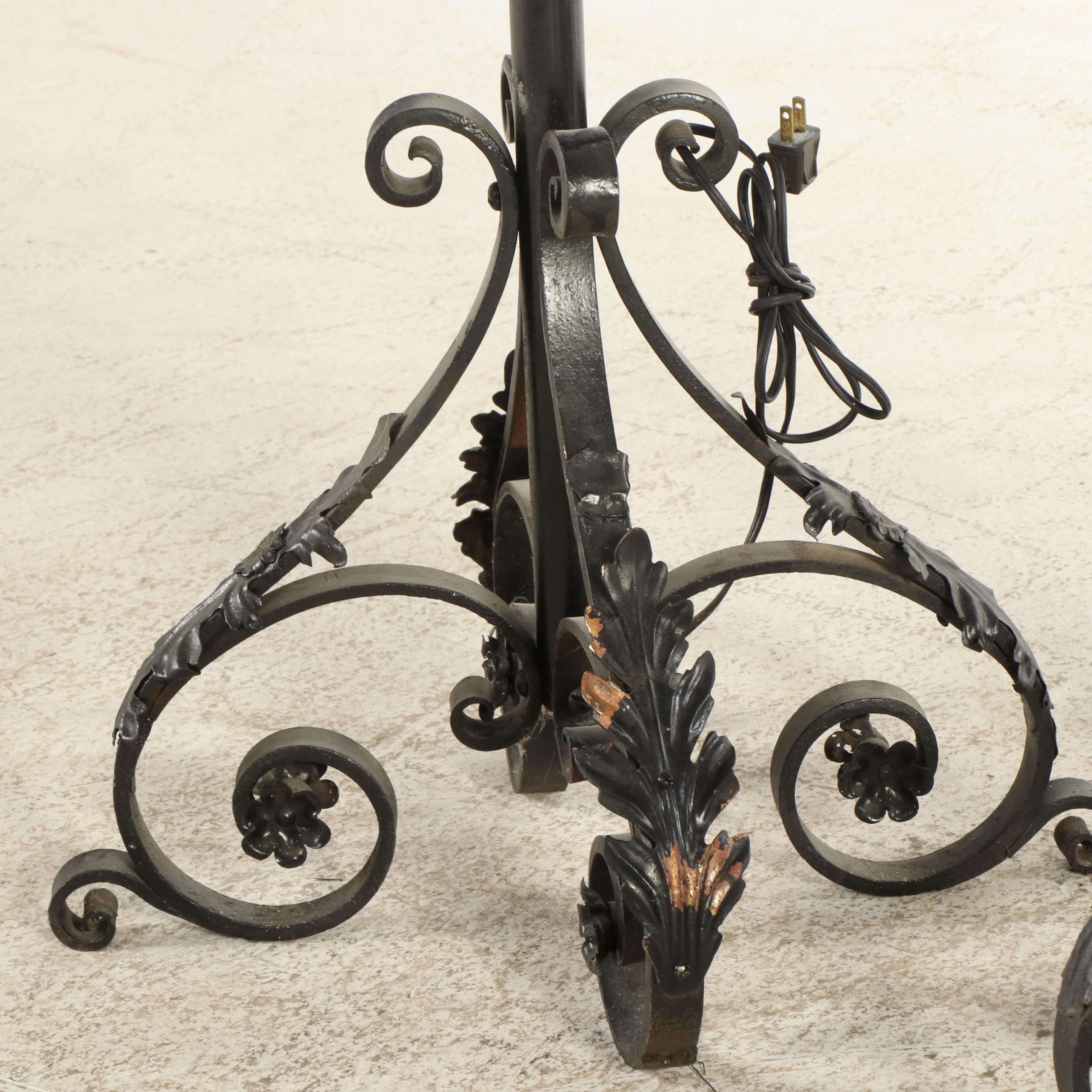 Renaissance Style Wrought Iron Torchère Lamps