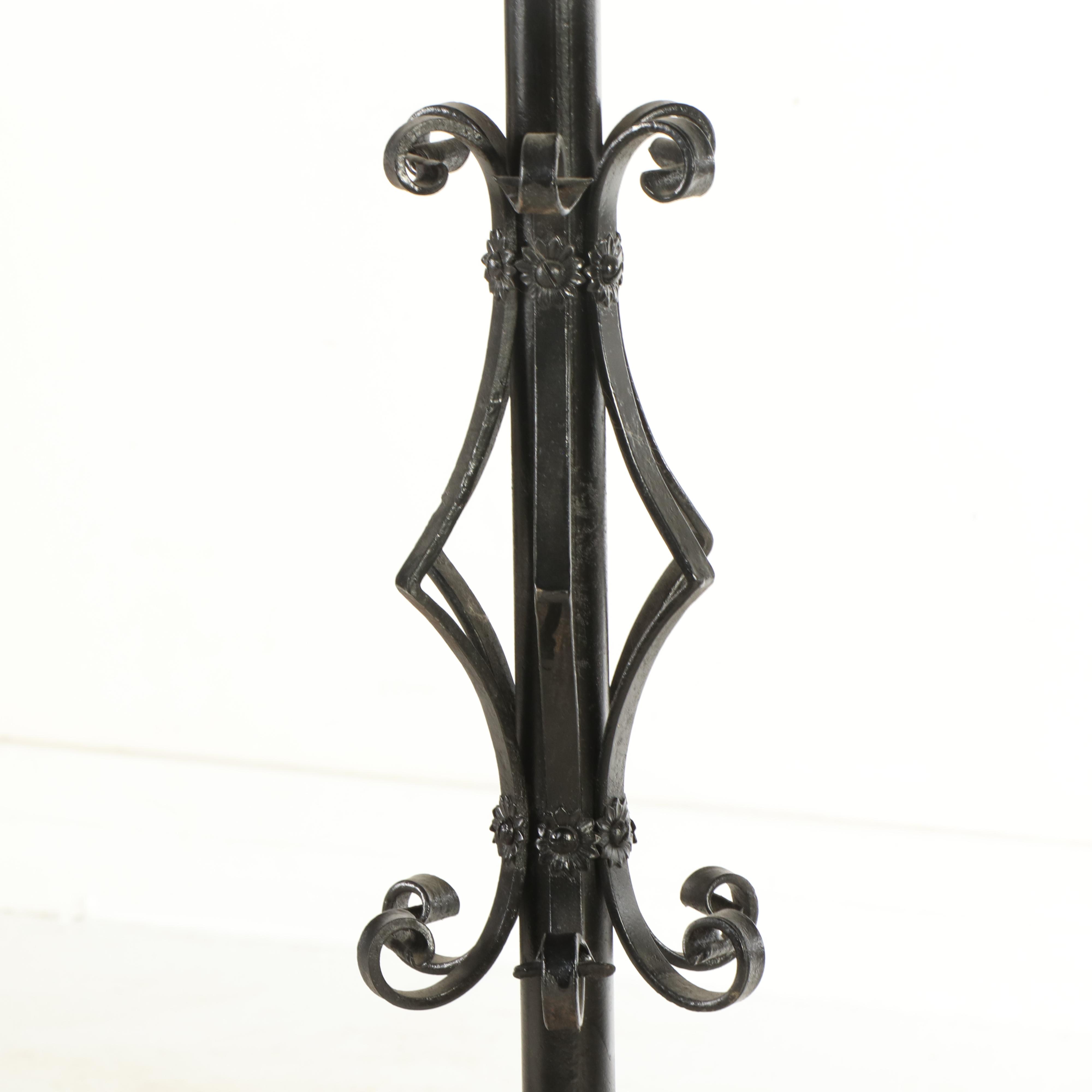 Renaissance Style Wrought Iron Torchère Lamps