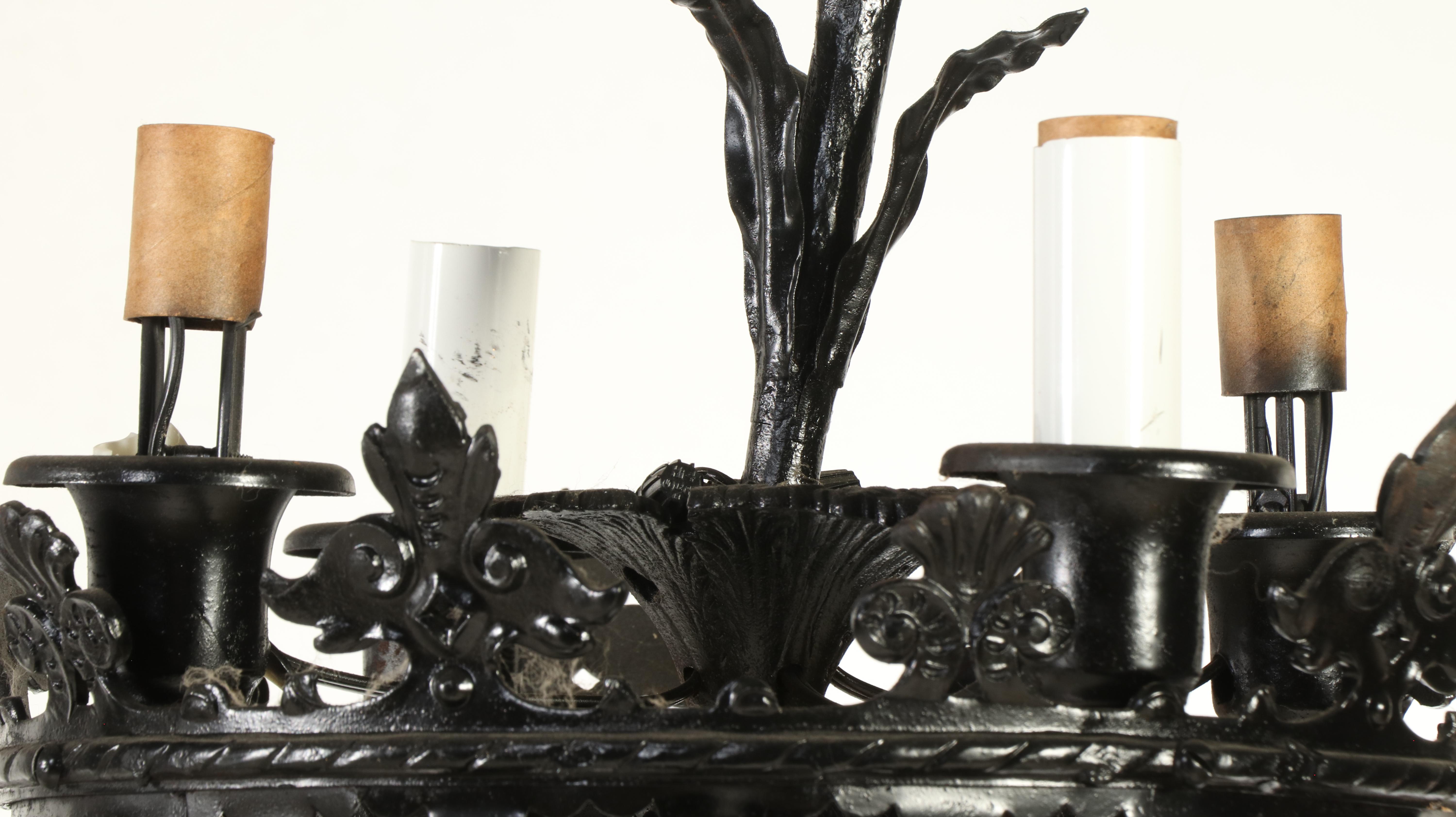 Renaissance Style Wrought Iron Torchère Lamps