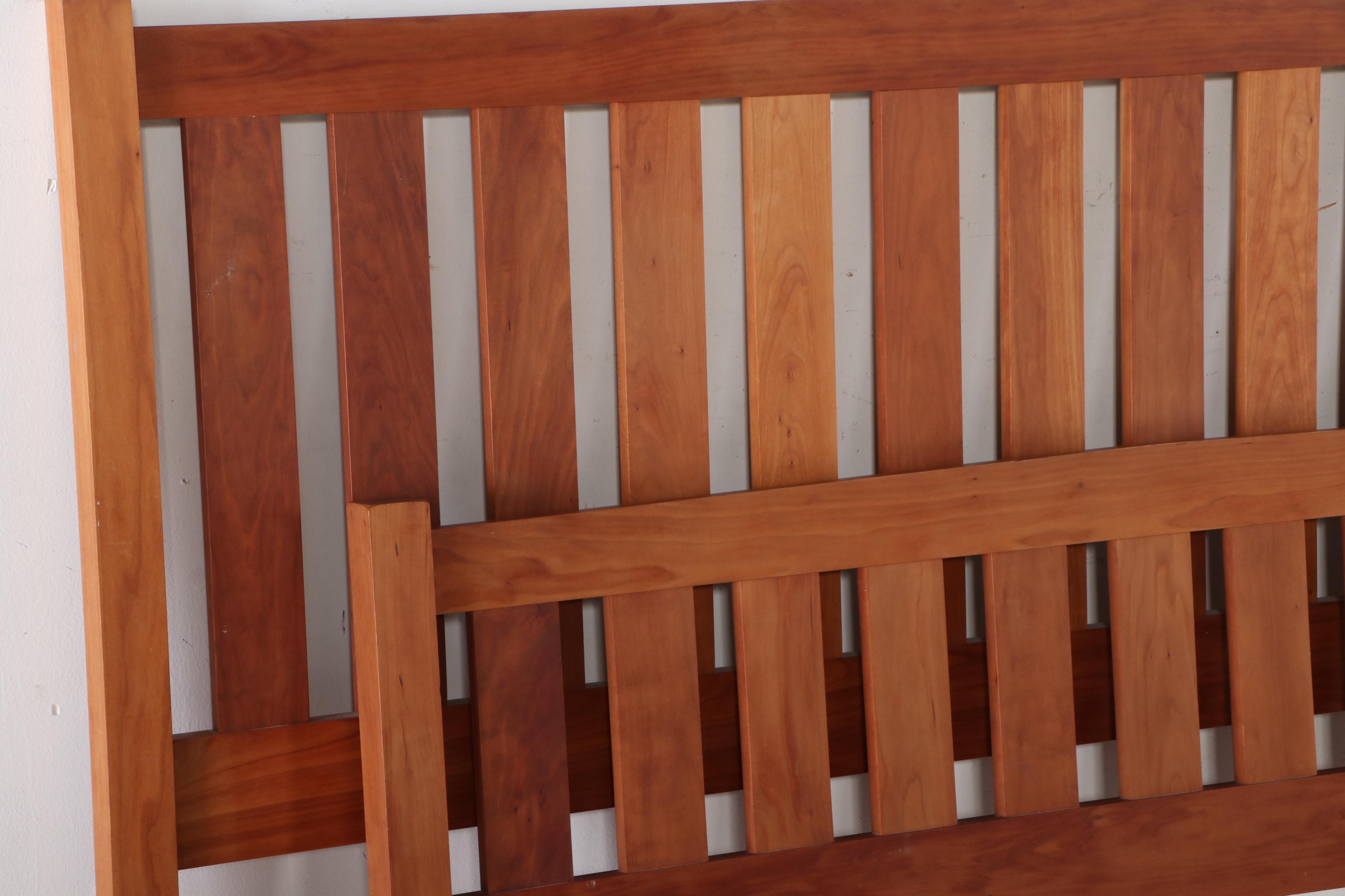 Mission Style Slatted Wood Queen Size Bed Frame