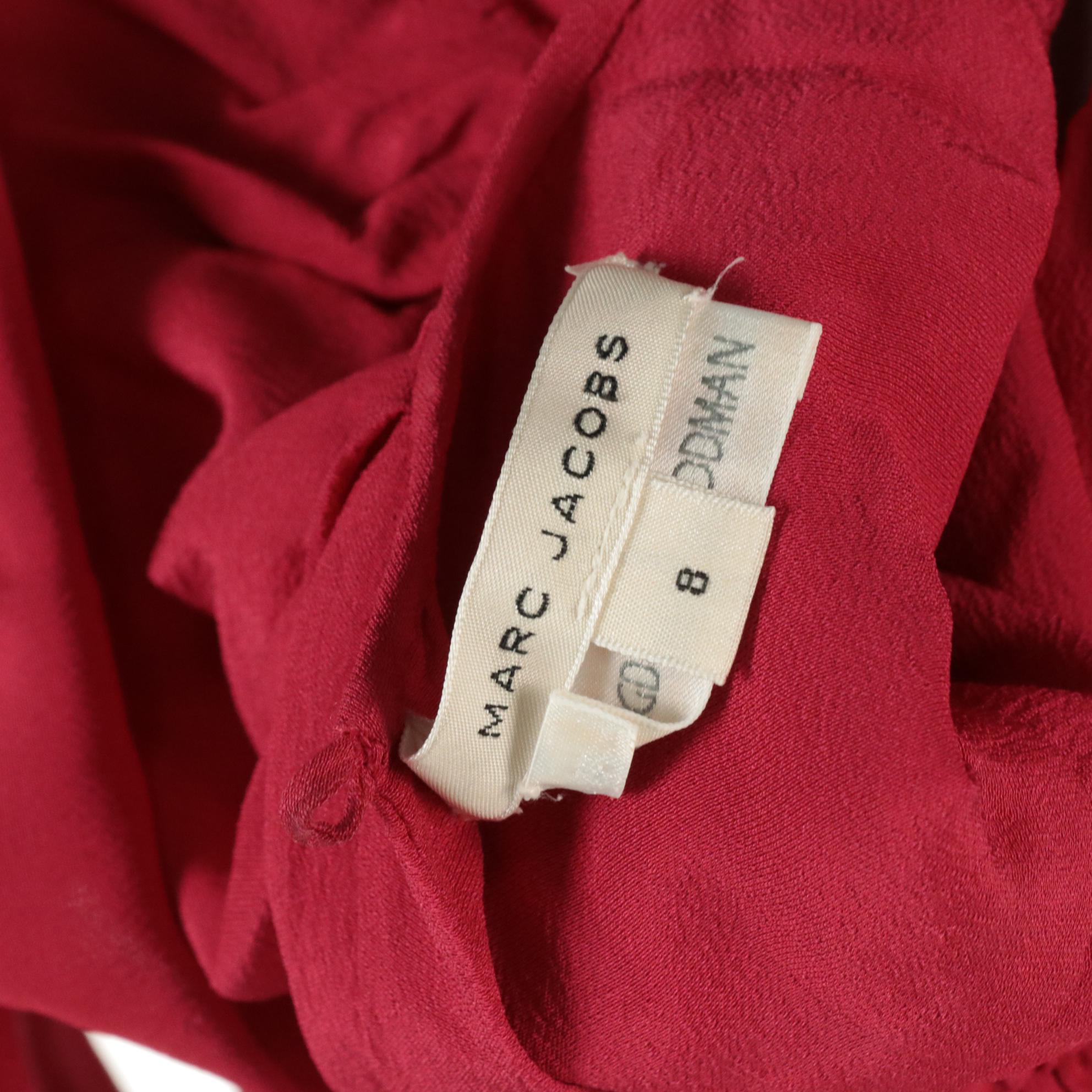 Marc Jacobs for Bergdorf Goodman Fuchsia Silk Blend Ruffle-Trimmed Dress