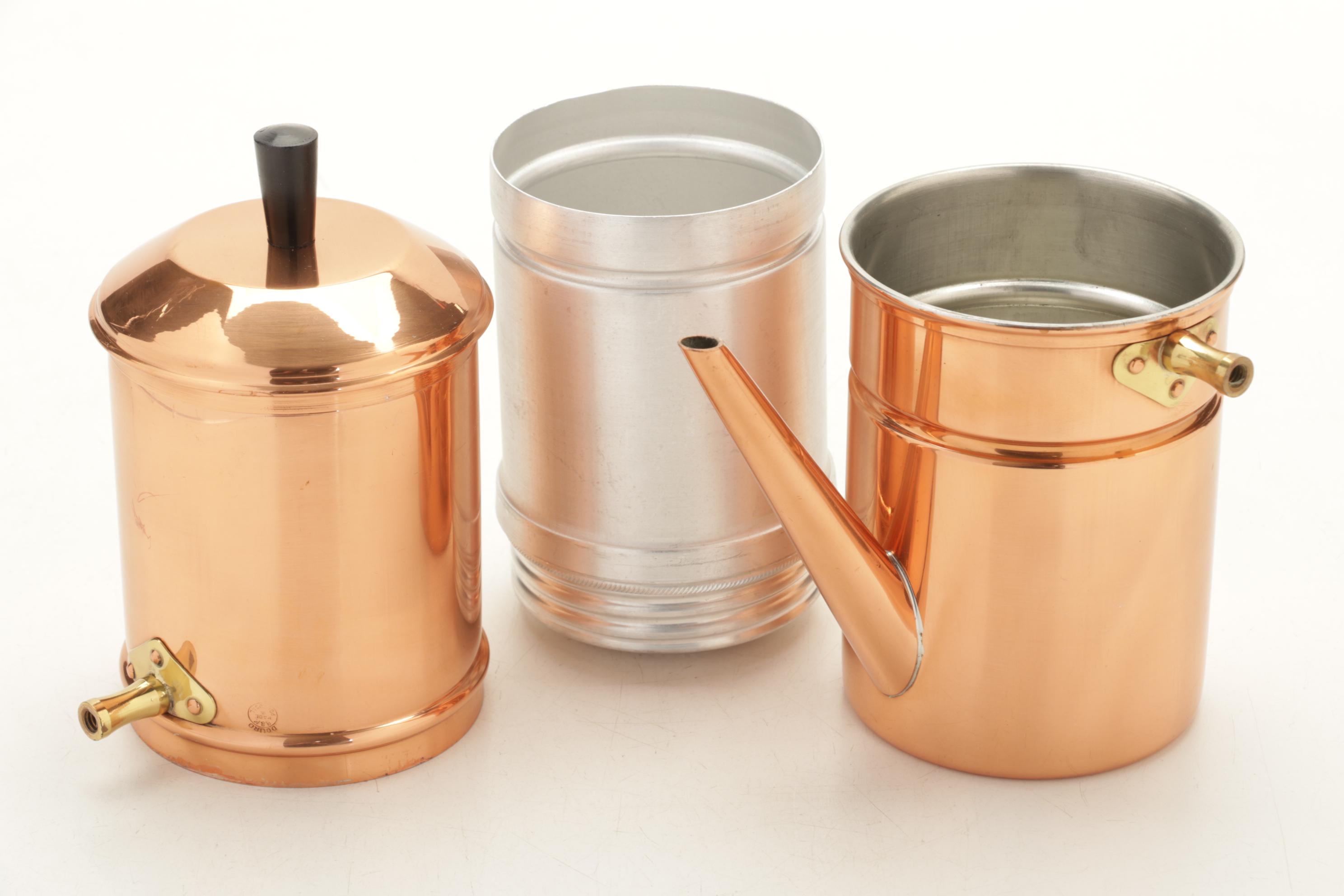 Douro Copperware Coffee Maker & Farberware Millennium Stainless Steel Coffee Urn