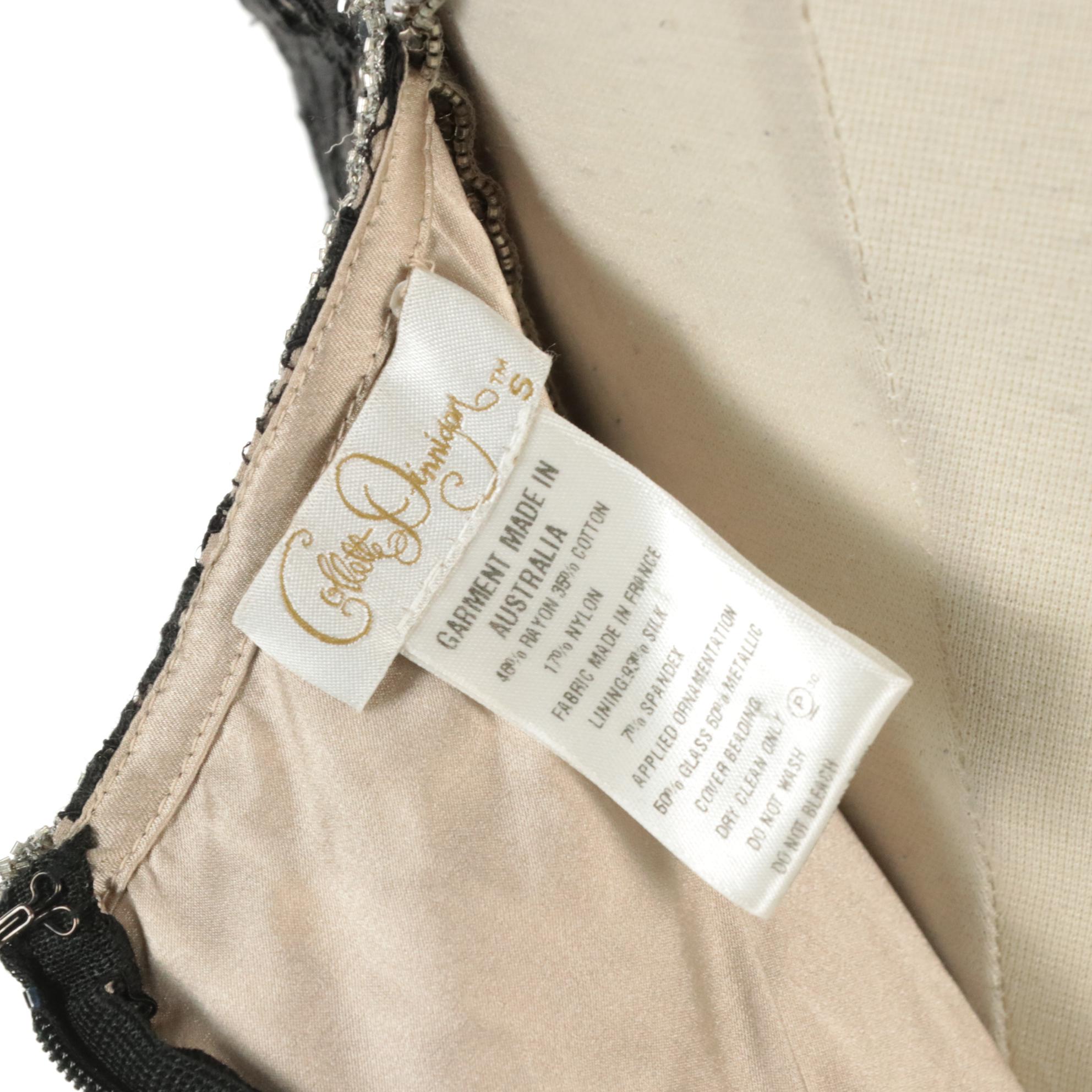 Collette Dinnigan Glass Bead and Rhinestone Embellished Lace Mini Dress