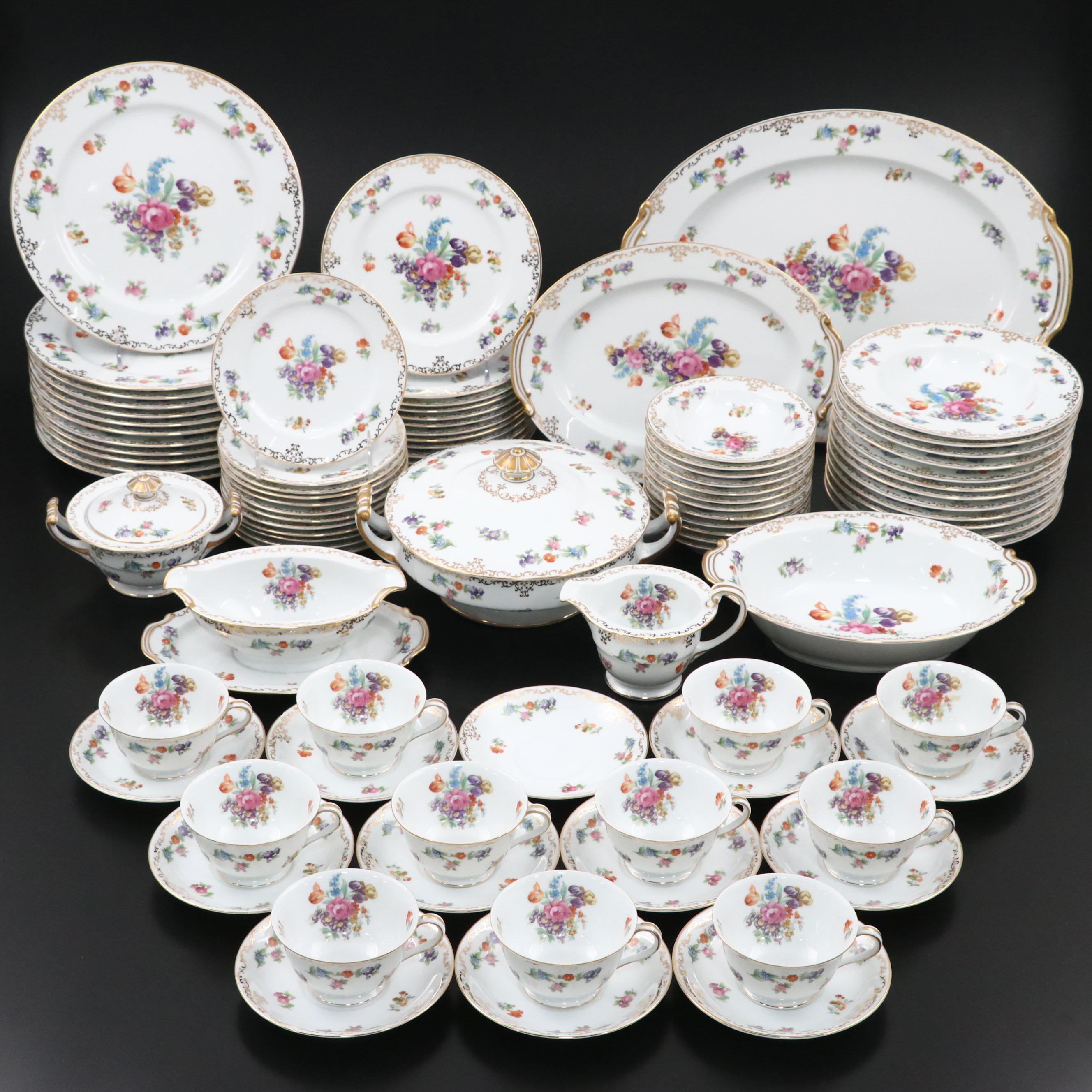 Noritake Occupied Japan Dresden Style Porcelain Dinnerware and Serving Pieces