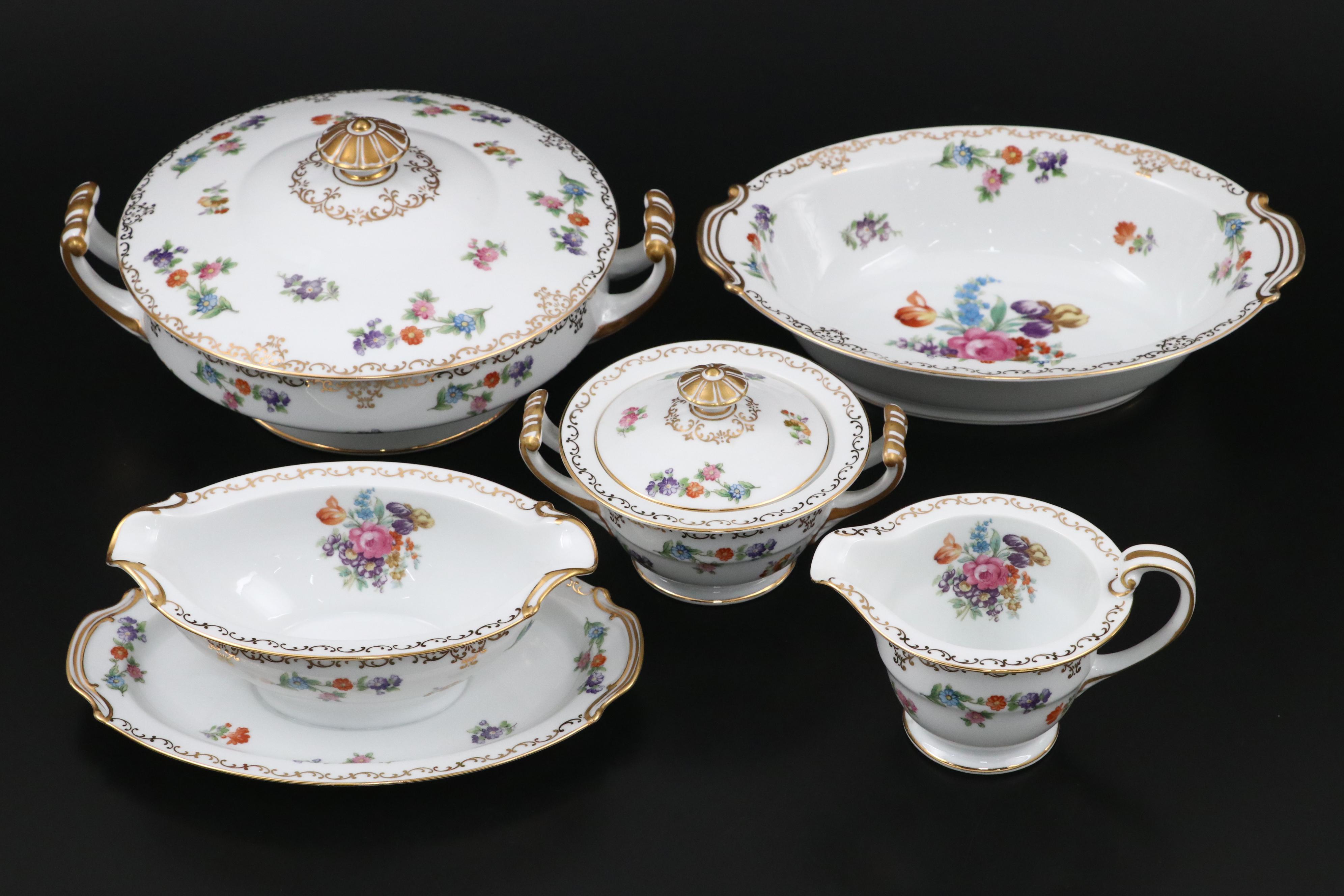 Noritake Occupied Japan Dresden Style Porcelain Dinnerware and Serving Pieces