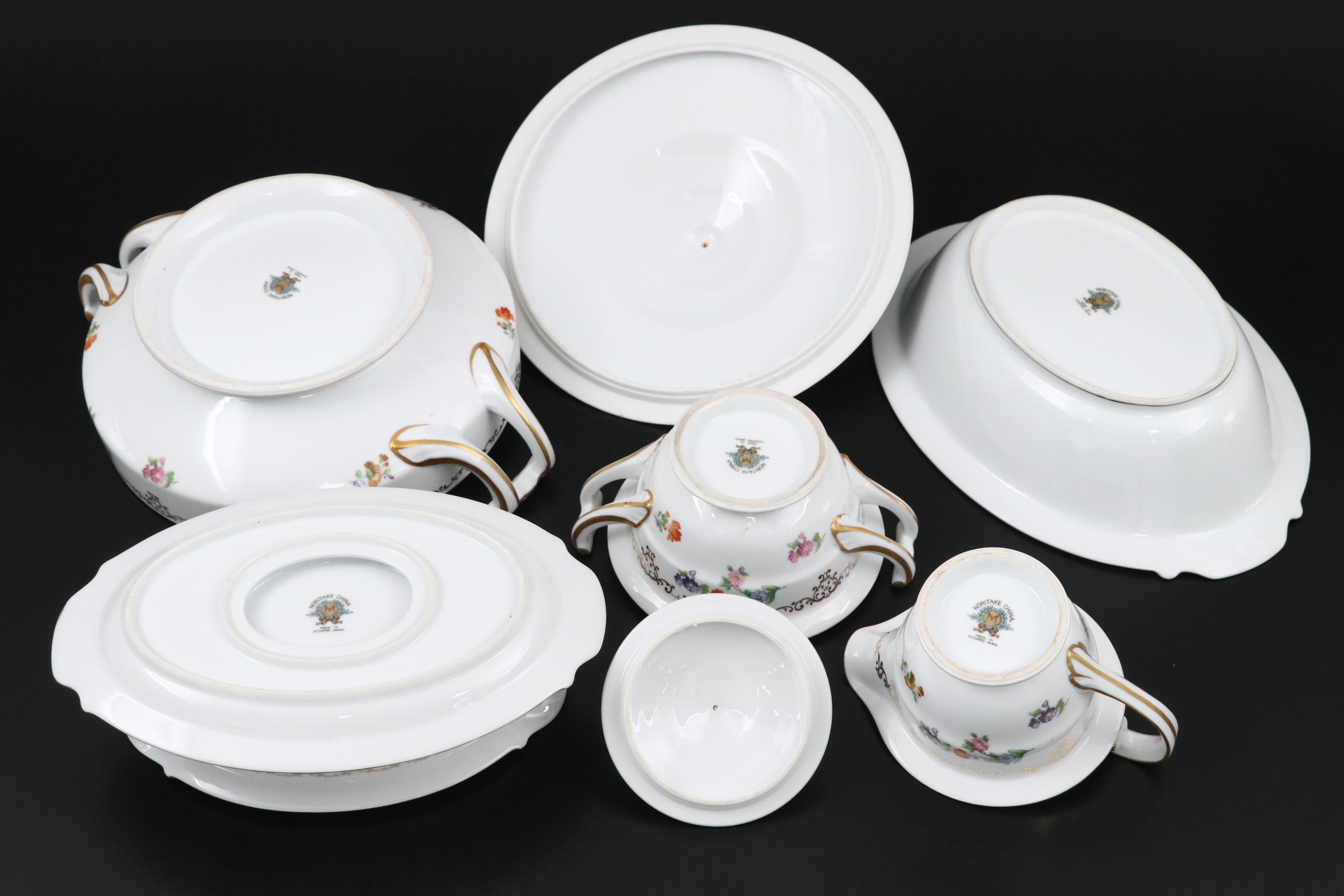 Noritake Occupied Japan Dresden Style Porcelain Dinnerware and Serving Pieces