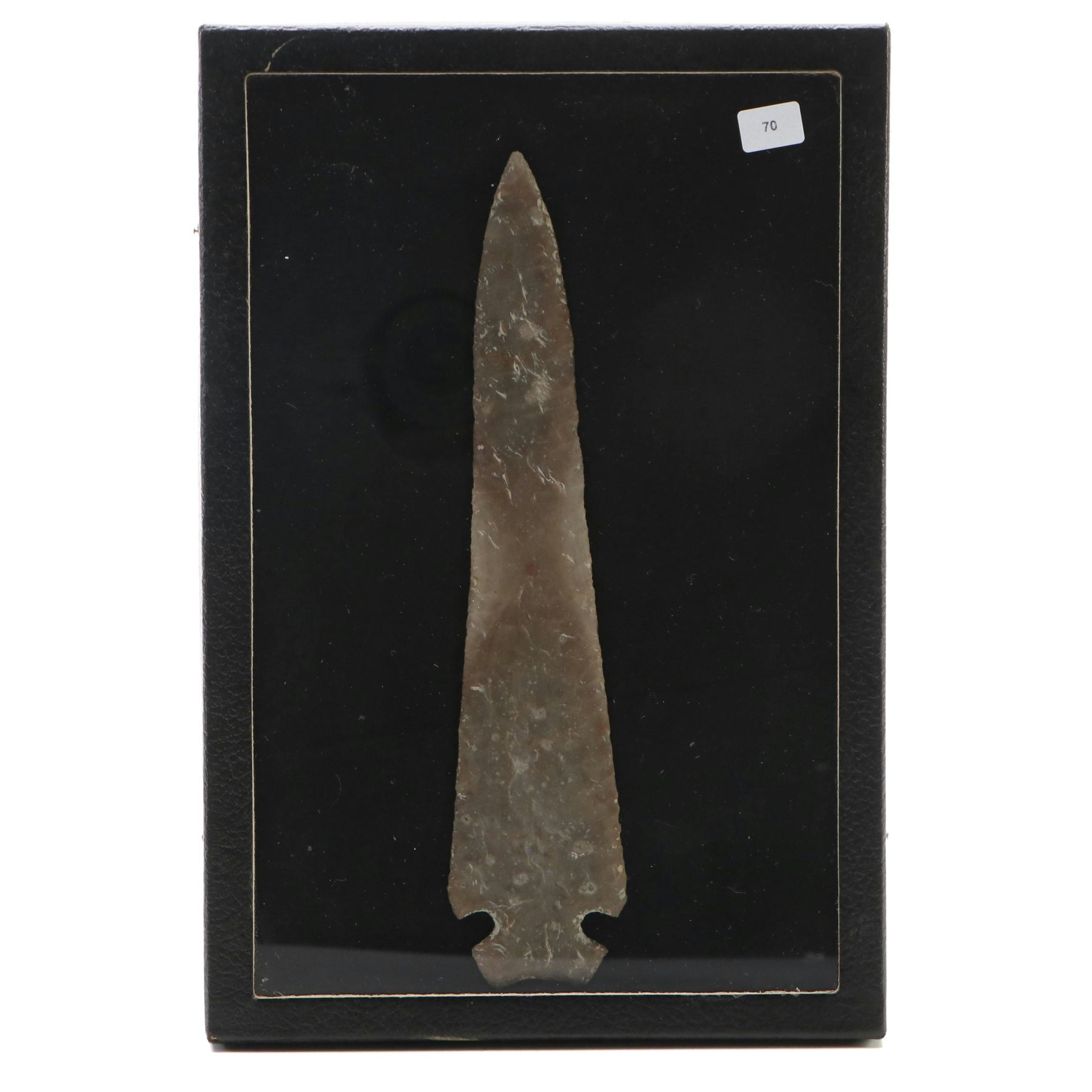 Native American Knapped Flint Lanceolate Arrowhead