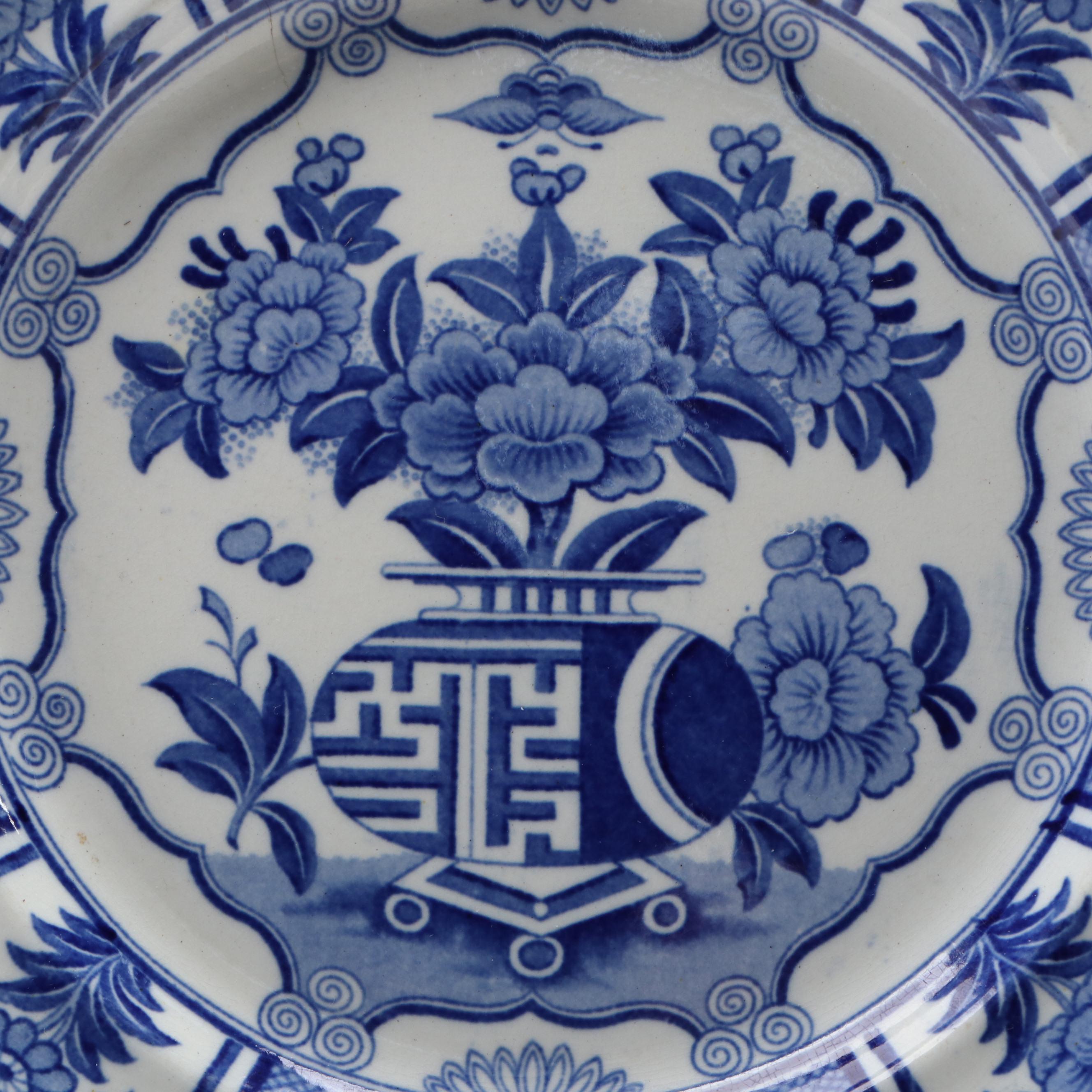 J. & W. R. Stone China Plate with Japanese Hand-Painted Porcelain Plate, 19th C.
