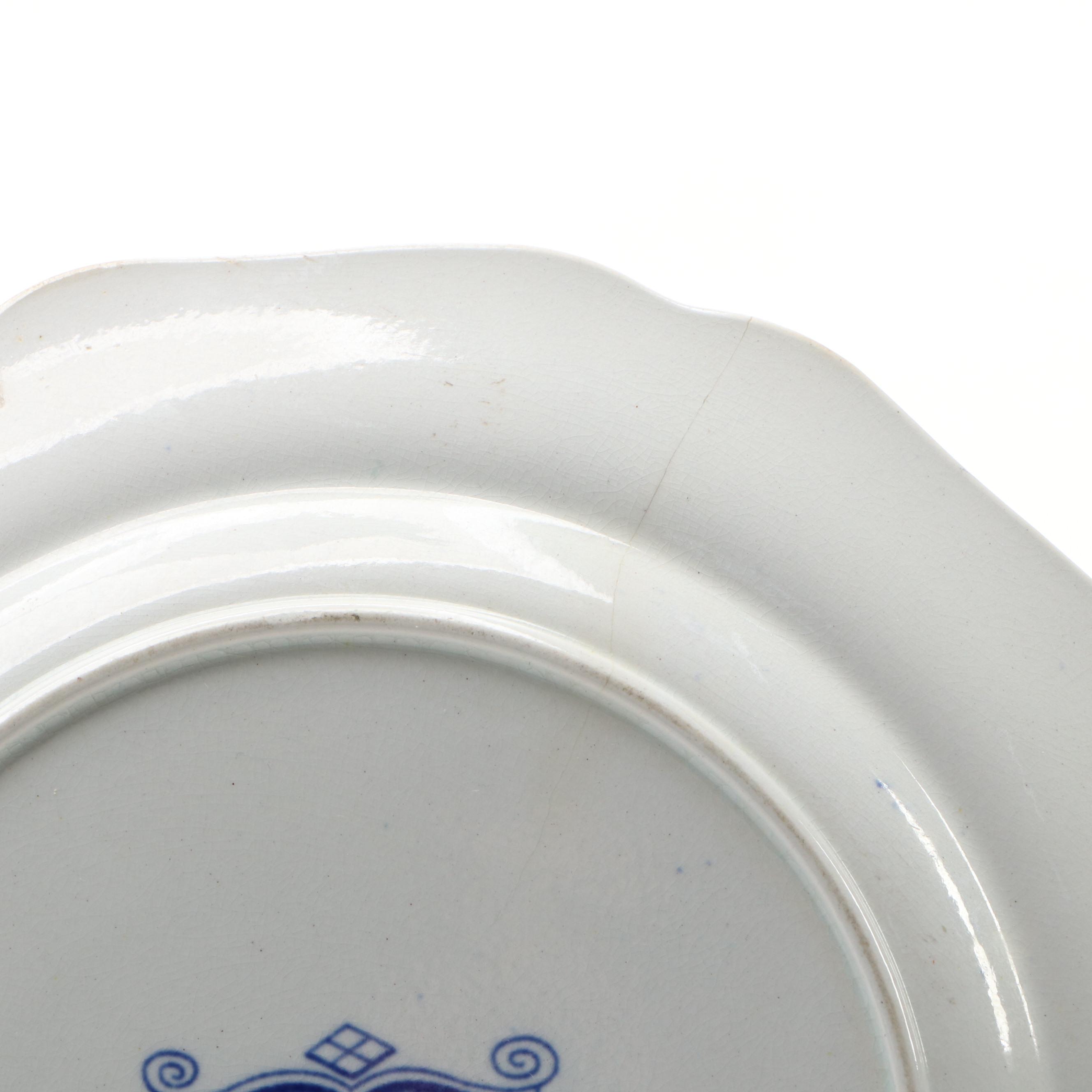 J. & W. R. Stone China Plate with Japanese Hand-Painted Porcelain Plate, 19th C.