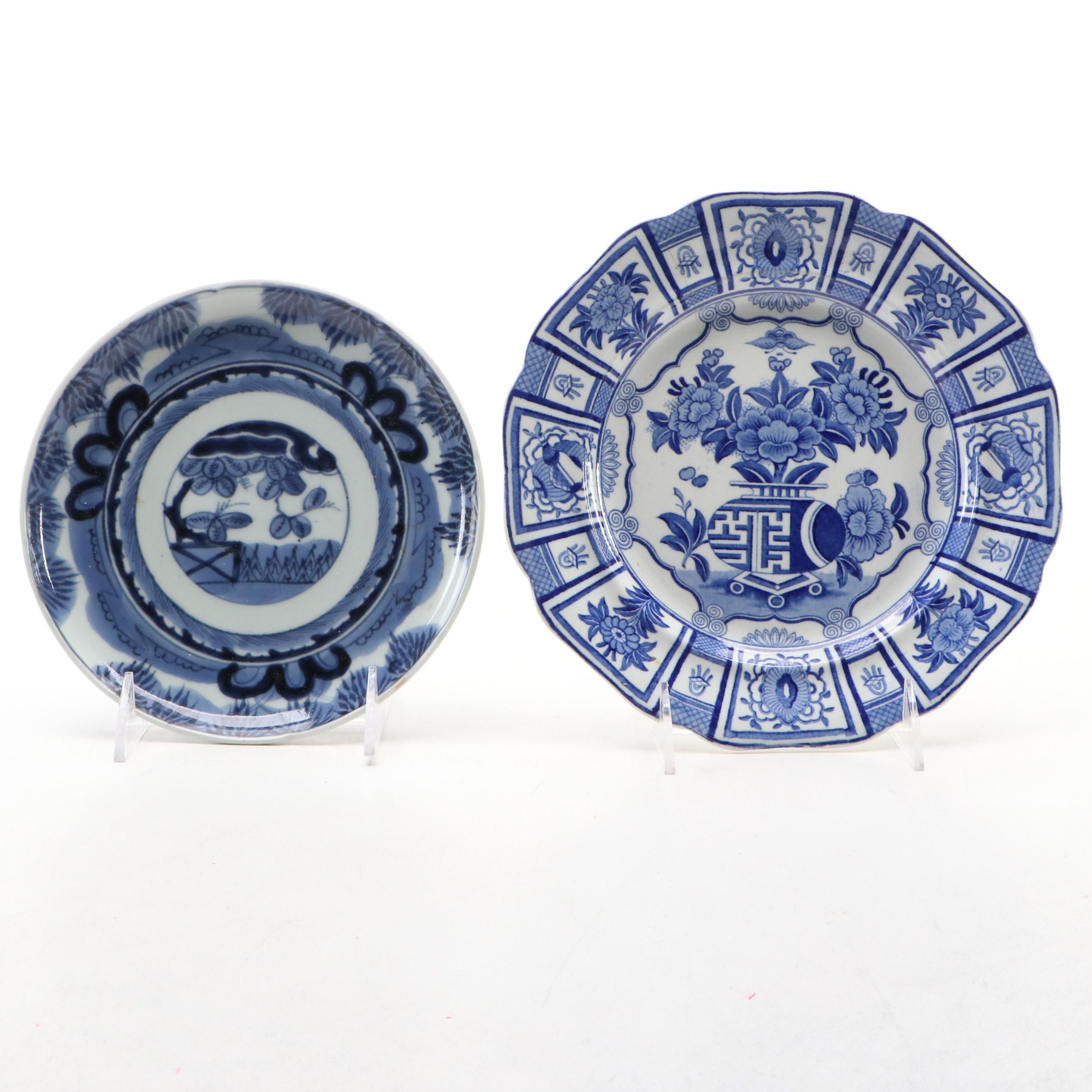 J. & W. R. Stone China Plate with Japanese Hand-Painted Porcelain Plate, 19th C.