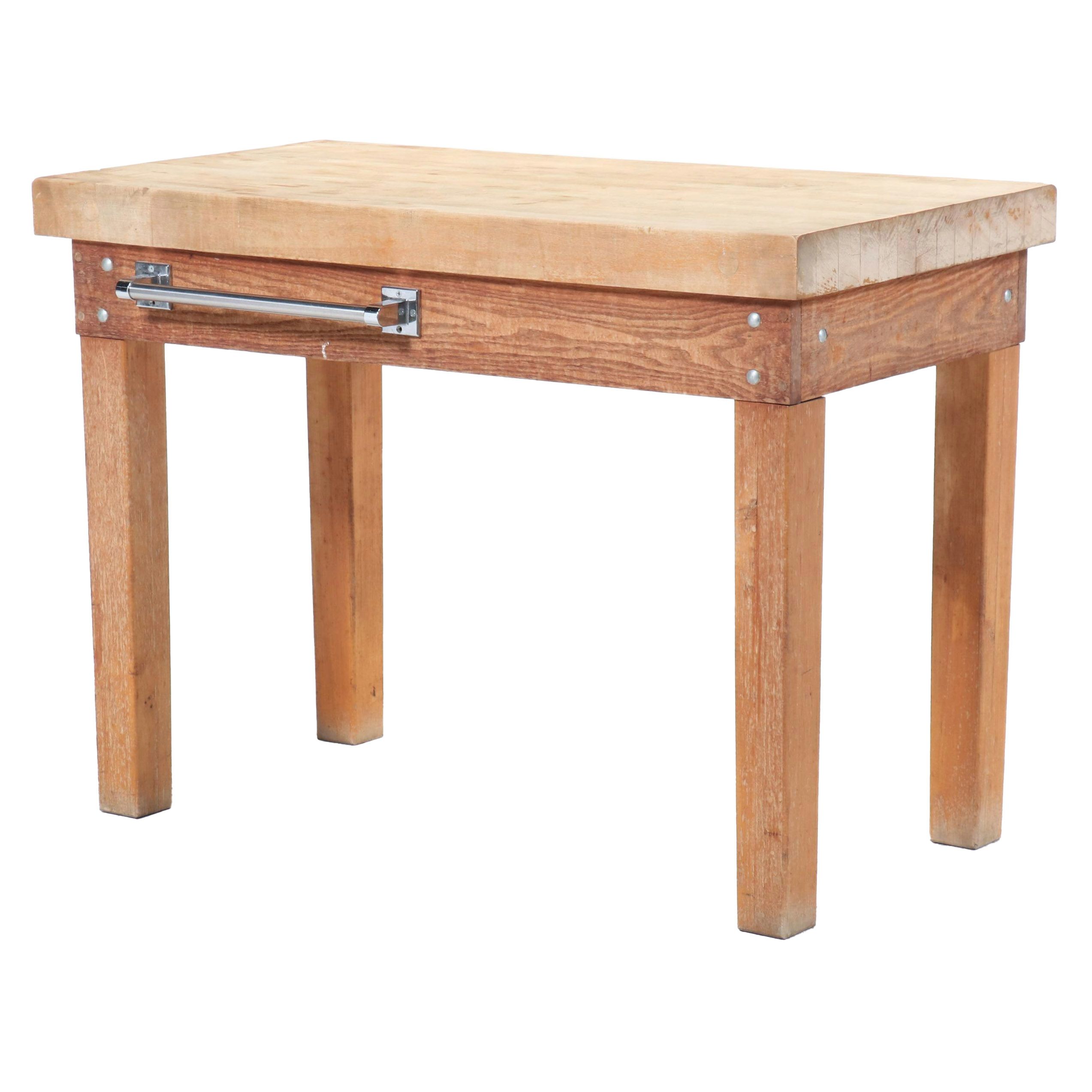 Maple Butcher Block Top Kitchen Island, Late 20th Century