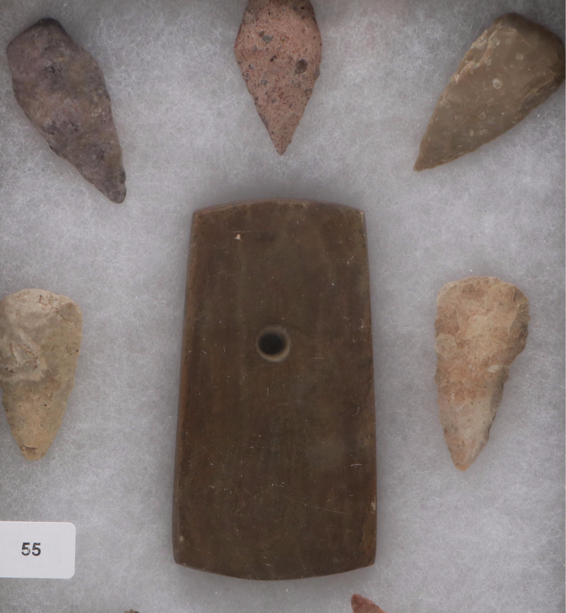 Ohio Adena Banded Slate Pendant with Flint Arrowheads, 2,500 BCE