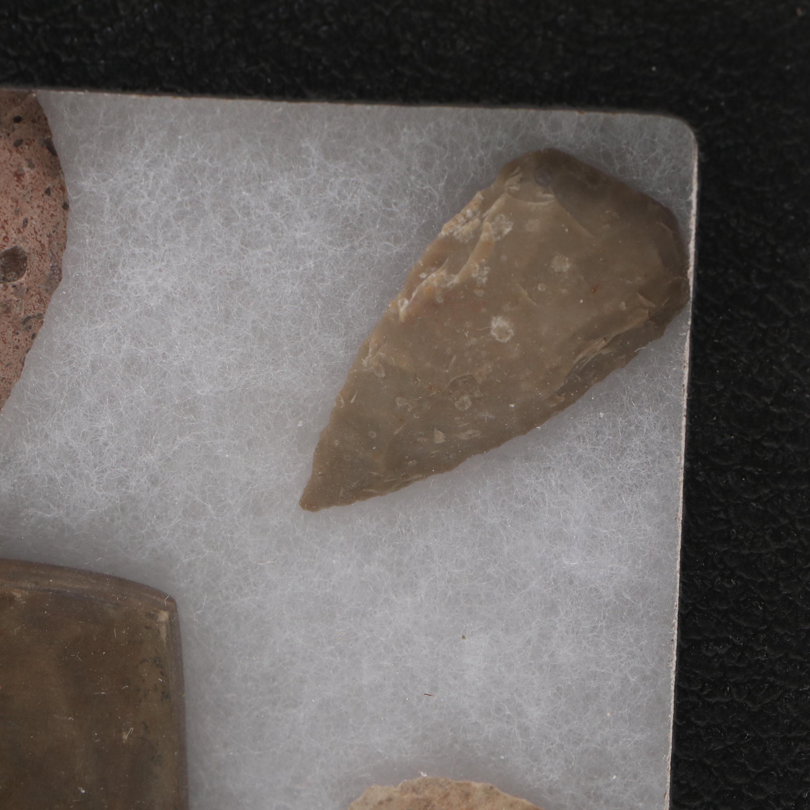 Ohio Adena Banded Slate Pendant with Flint Arrowheads, 2,500 BCE