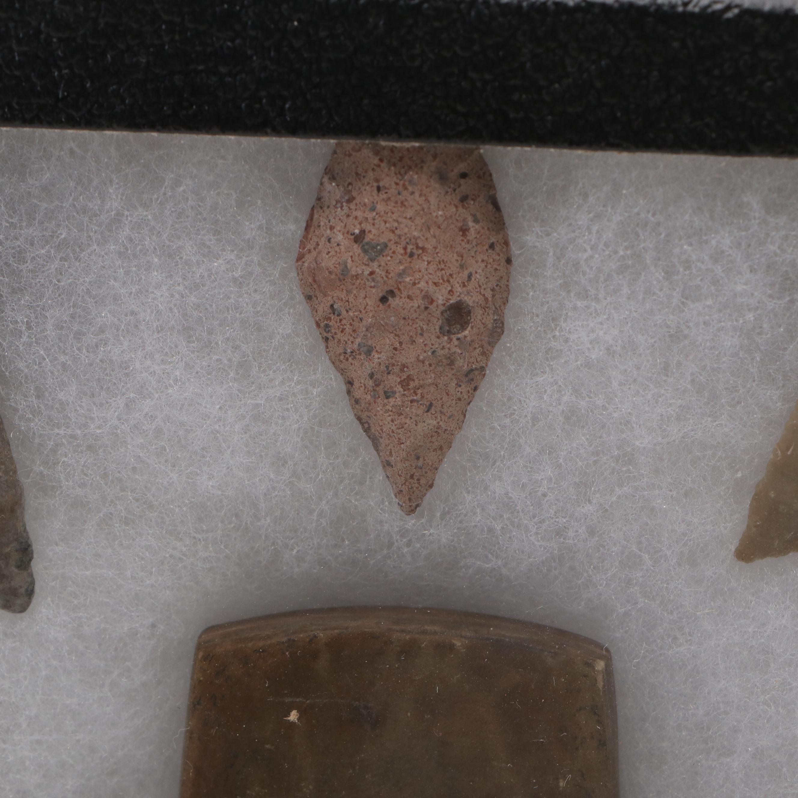 Ohio Adena Banded Slate Pendant with Flint Arrowheads, 2,500 BCE