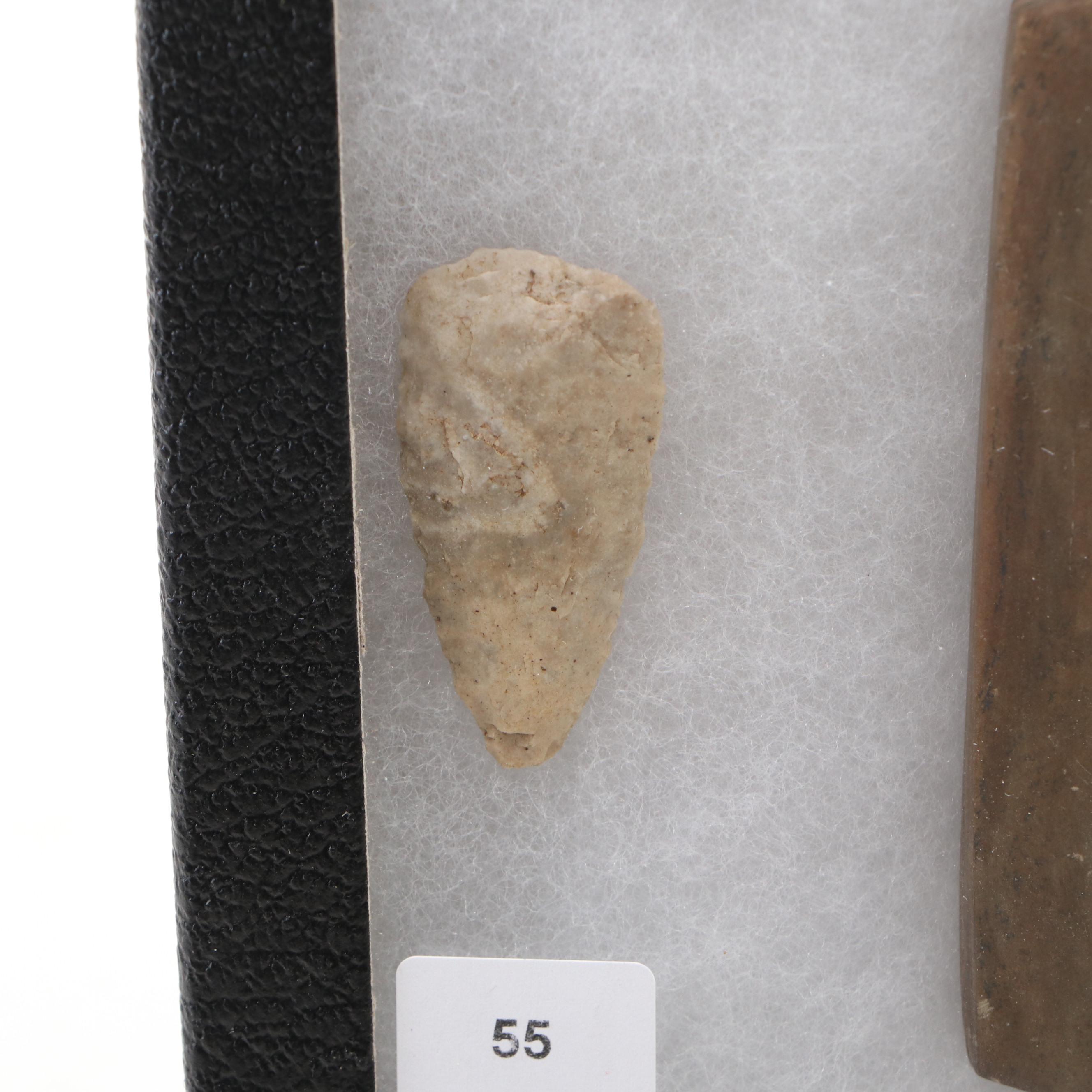 Ohio Adena Banded Slate Pendant with Flint Arrowheads, 2,500 BCE