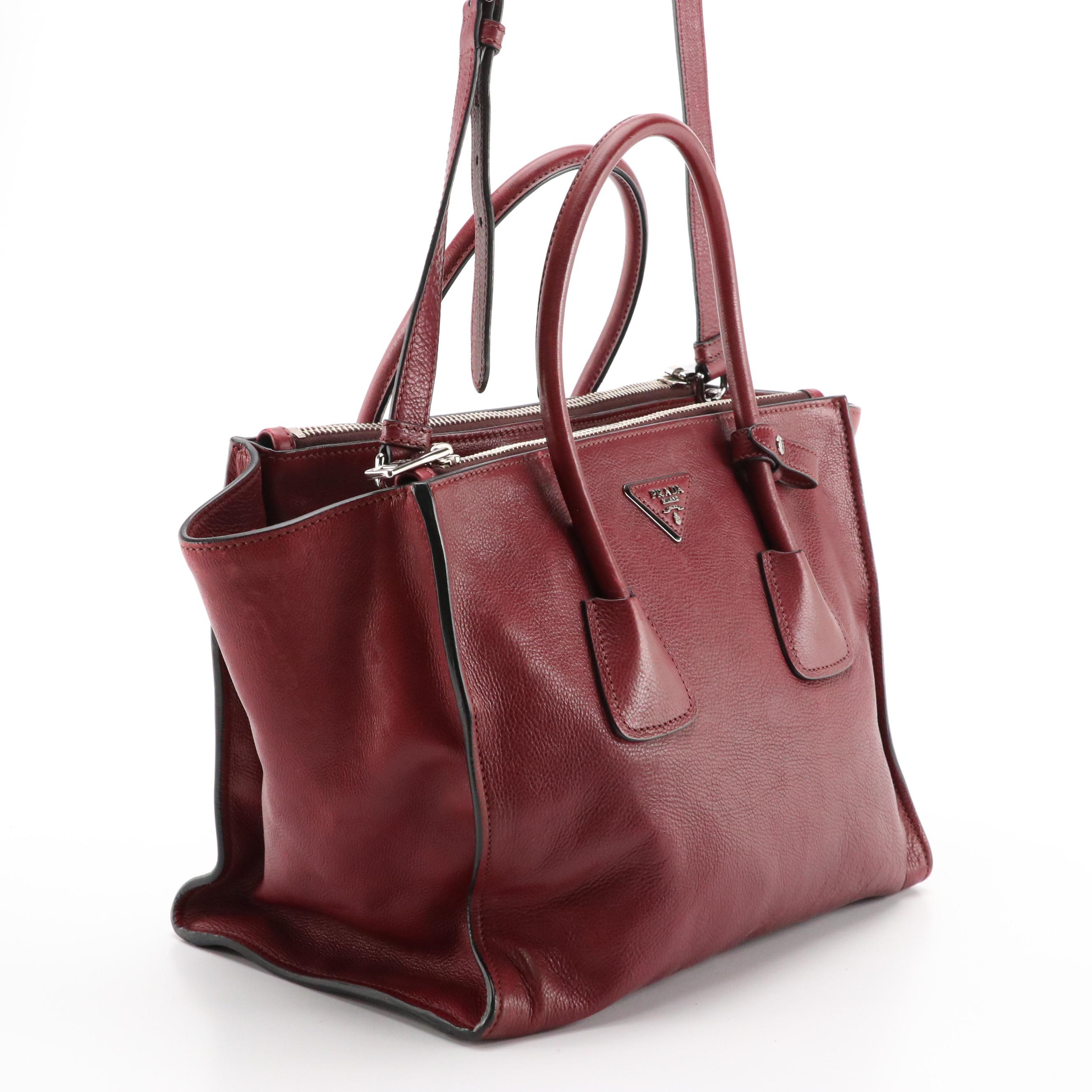 Prada Twin Pocket Two-Way Tote in Ametista Glace Calf Leather