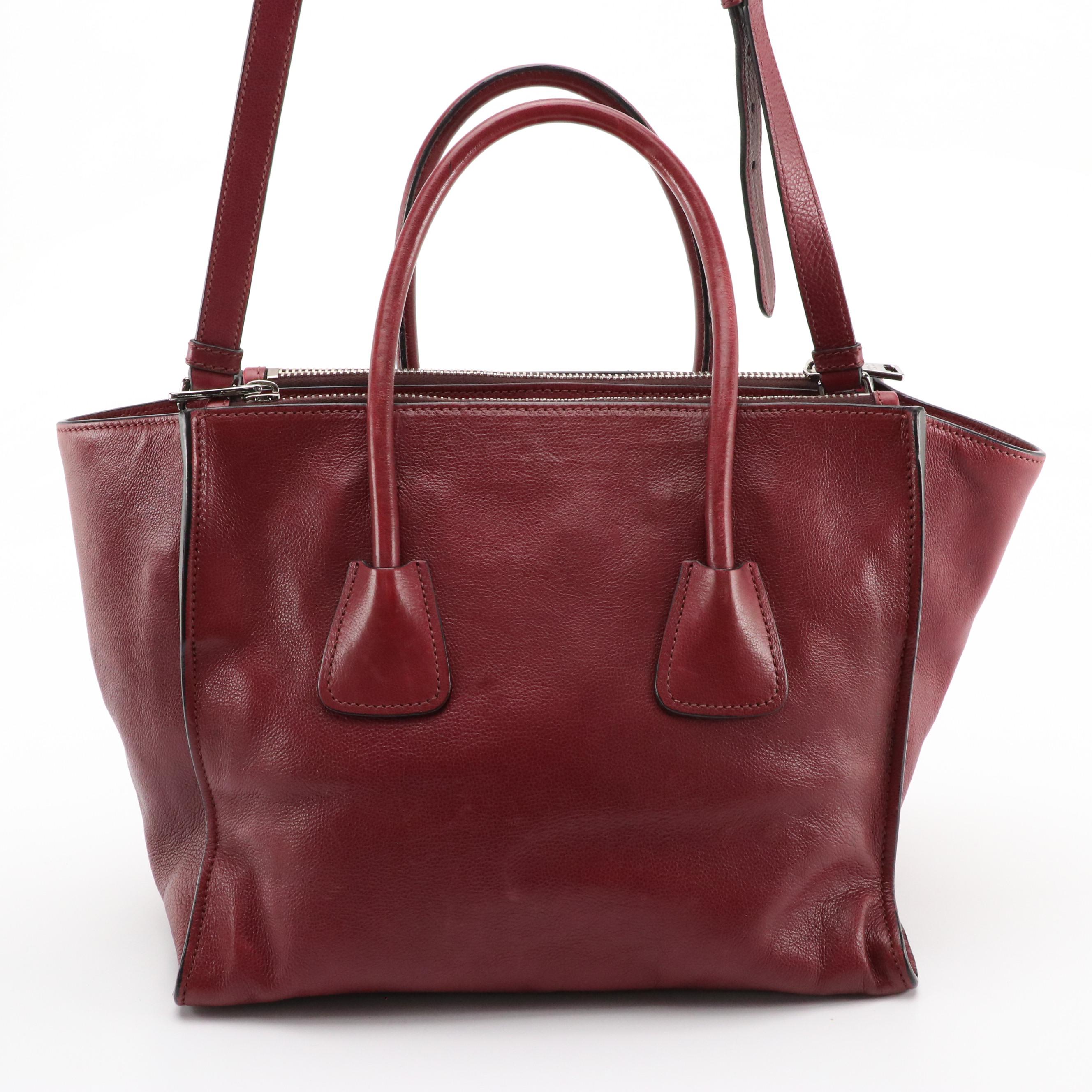 Prada Twin Pocket Two-Way Tote in Ametista Glace Calf Leather