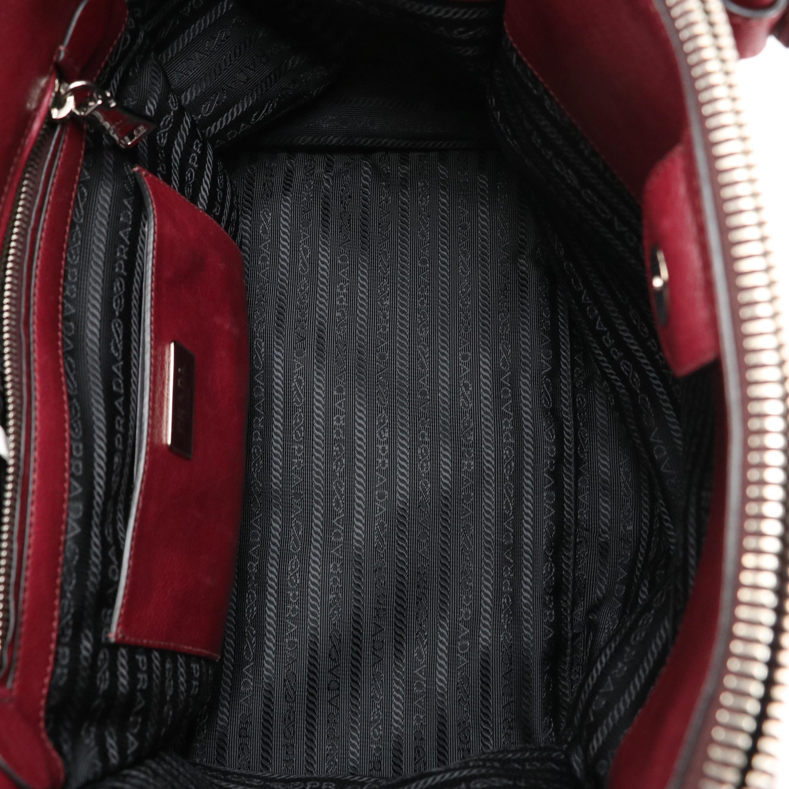 Prada Twin Pocket Two-Way Tote in Ametista Glace Calf Leather